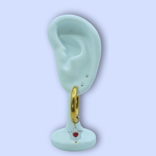 White Star Heart Hoop Earrings