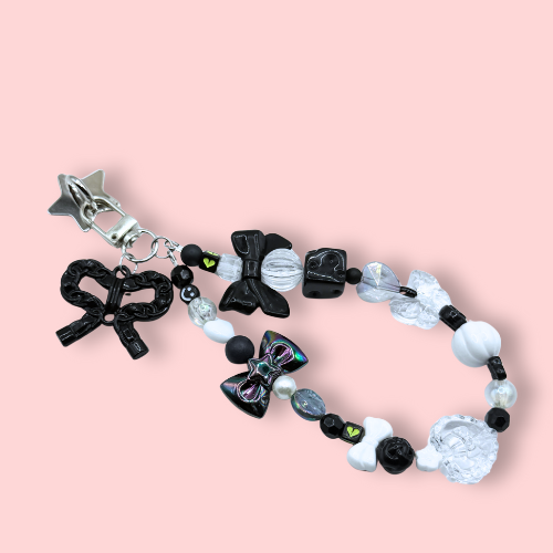 Black & White Bow Pretzel Phone Bracelet