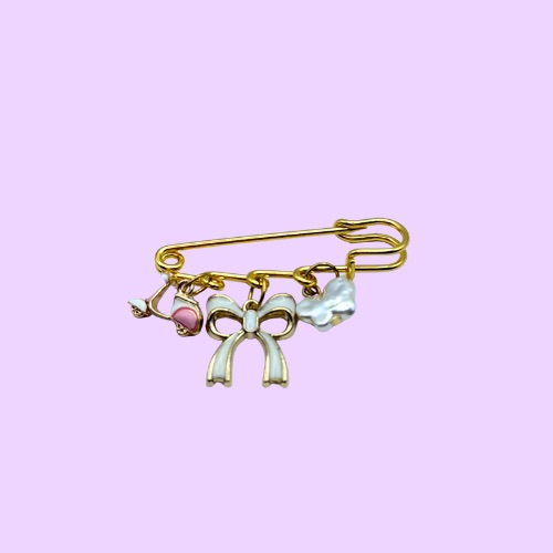 Bow & Pearl Charm Safety Pin