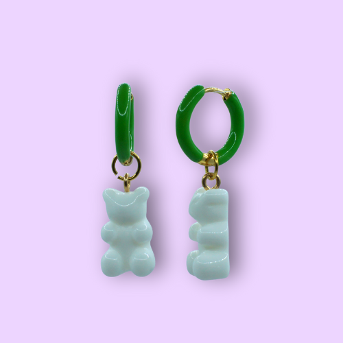 White Gummy Bear Hoop Earrings