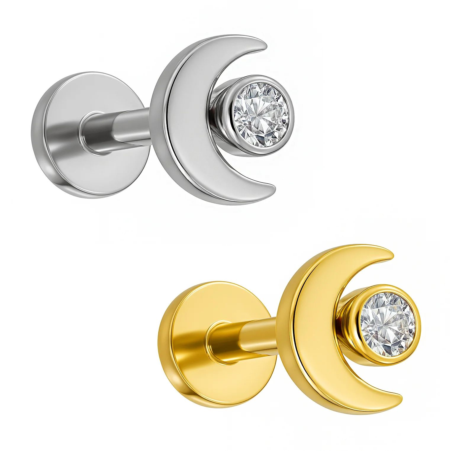 Brinco Piercing Lua com Pedra