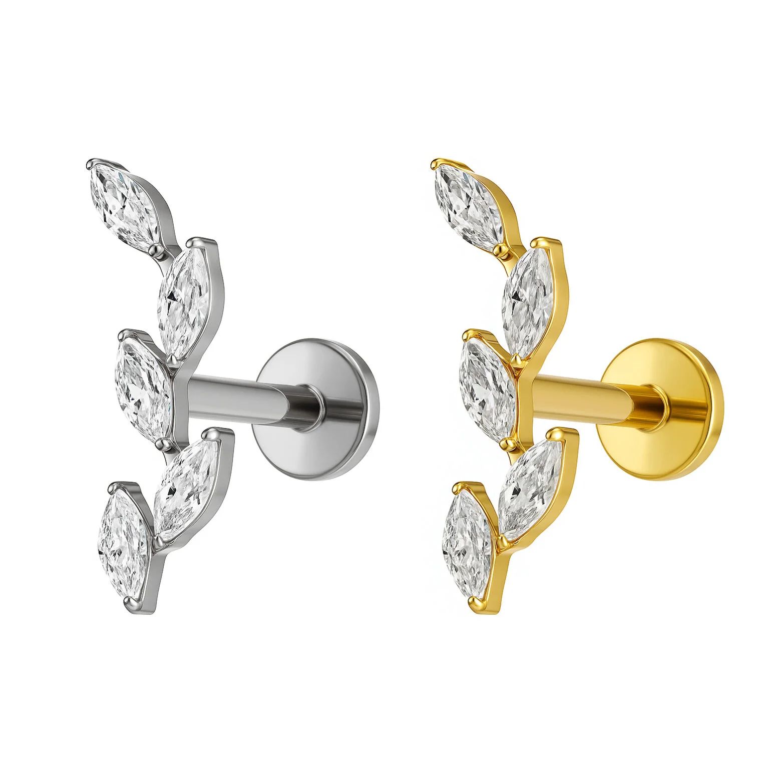 Piercing de Ramo cravejado com zircônias