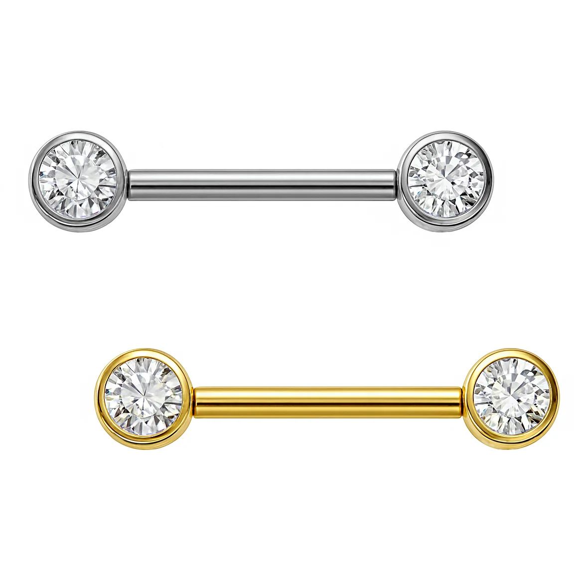 Mamilo piercing com esfera cravejada