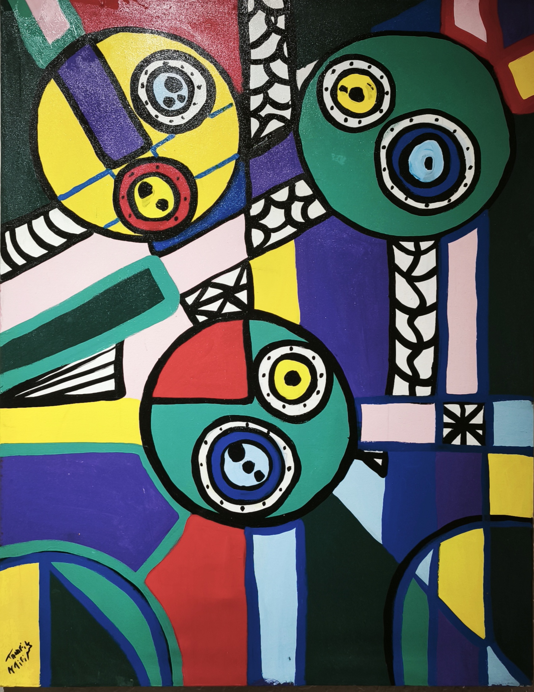 Tableau abstrait multicolore