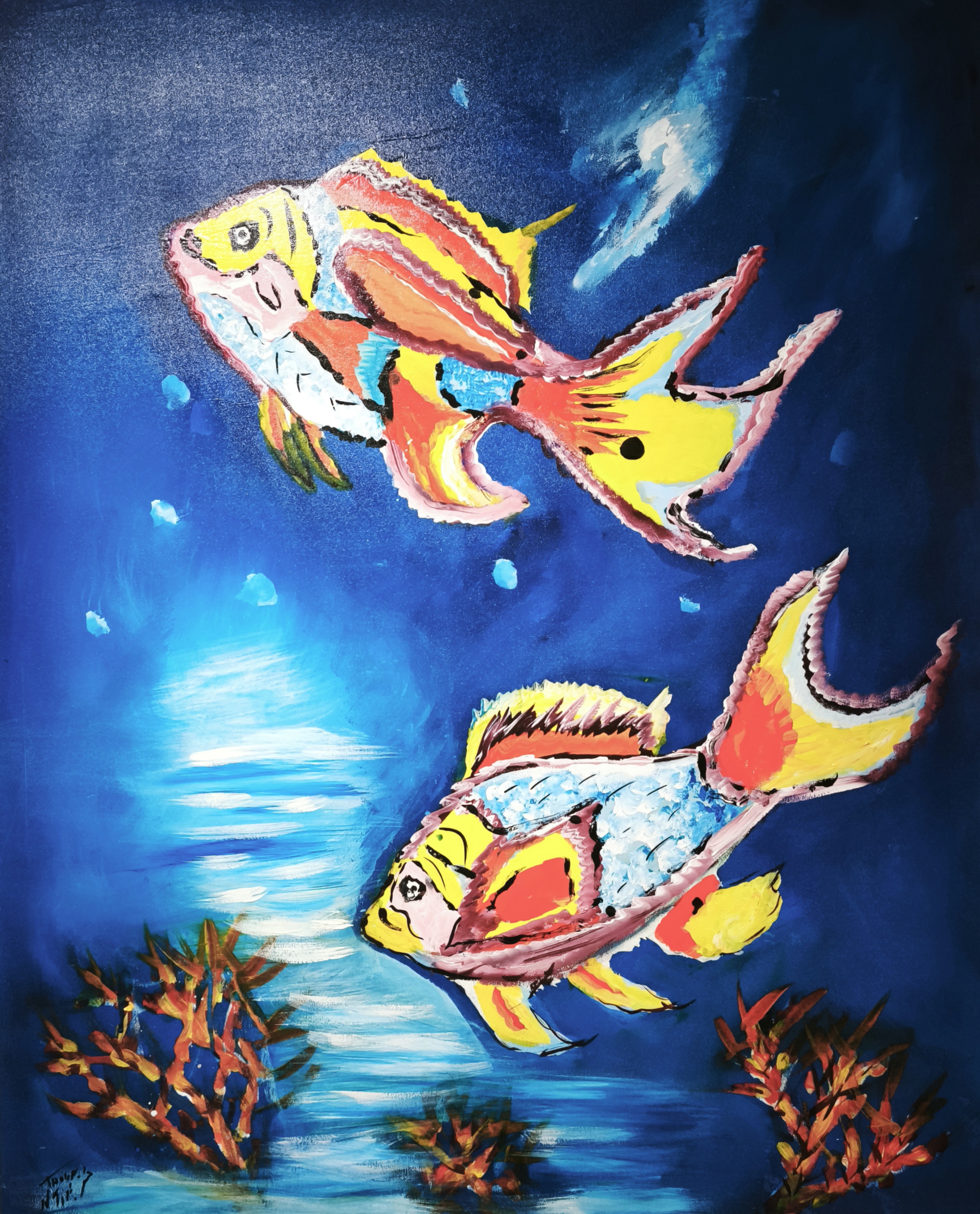 Peinture de poissons colorés
