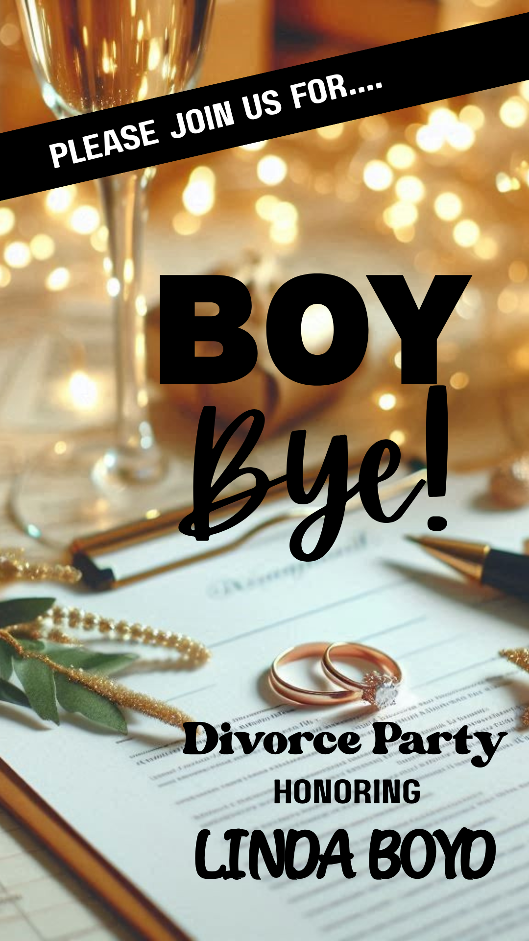 Personalized Mobile Divorce Party Invitation (digital only)