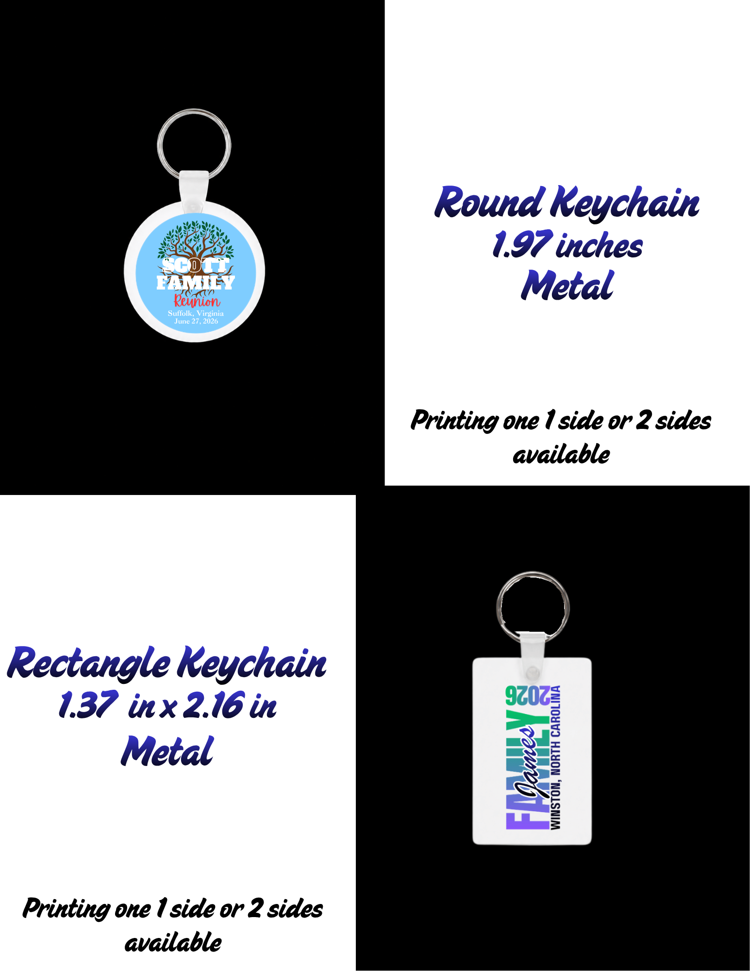 Custom Round or Rectangle Keychain