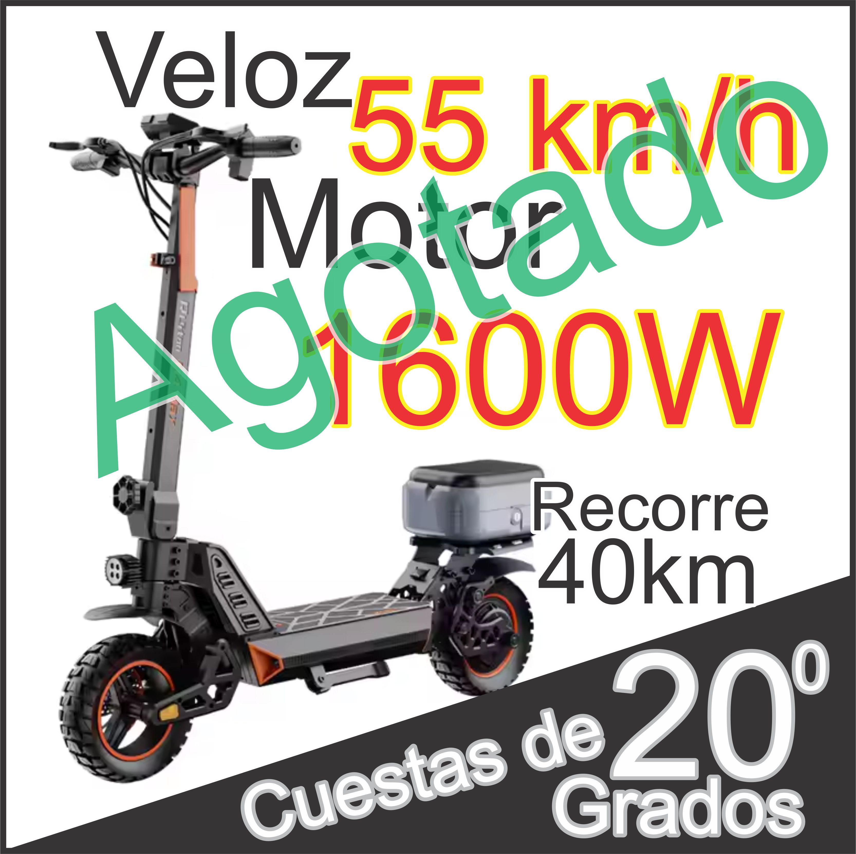 55Km/h 1600w Scooter Eléctrico Ruitoo