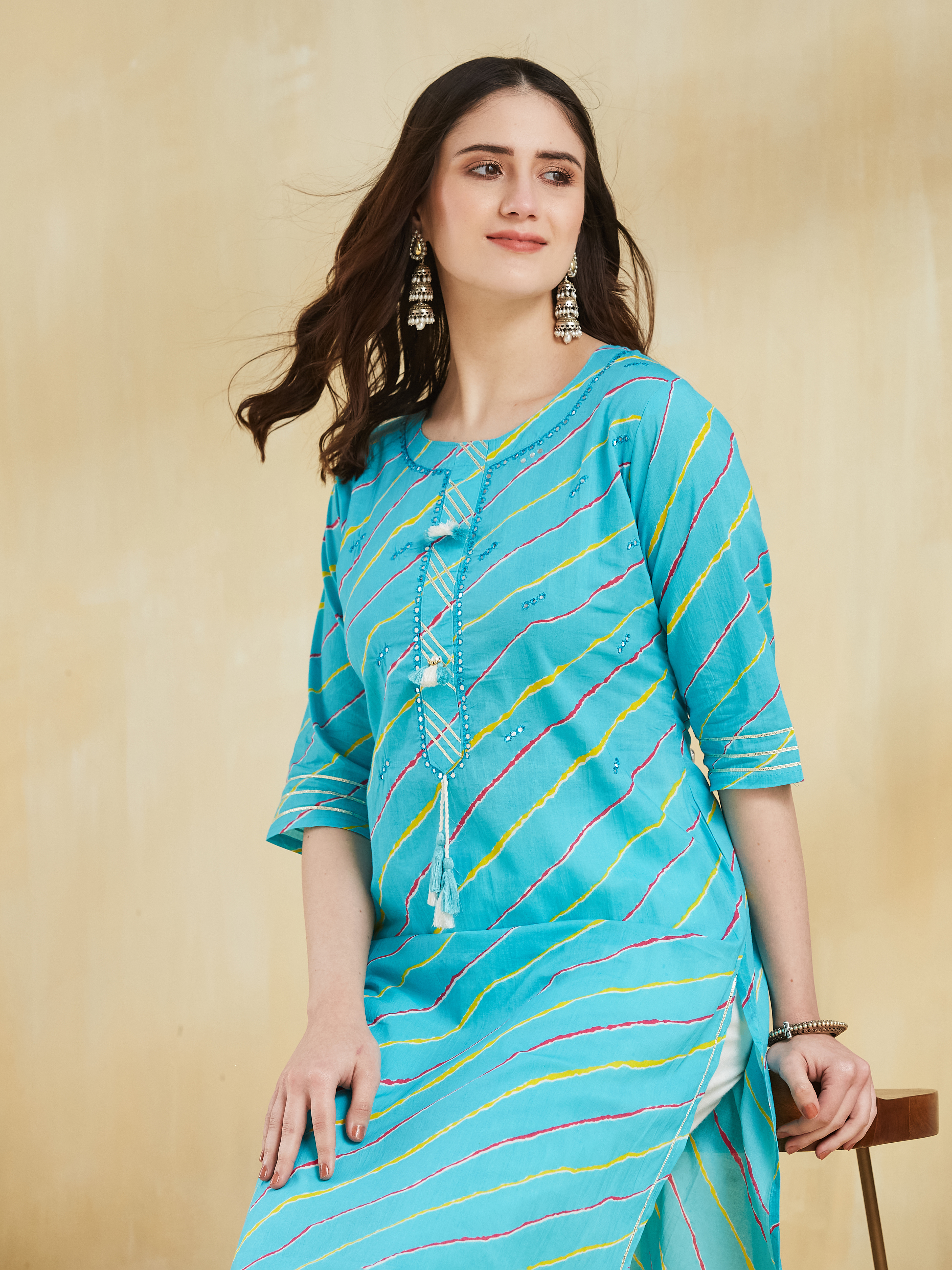 Blue Striped Kurti