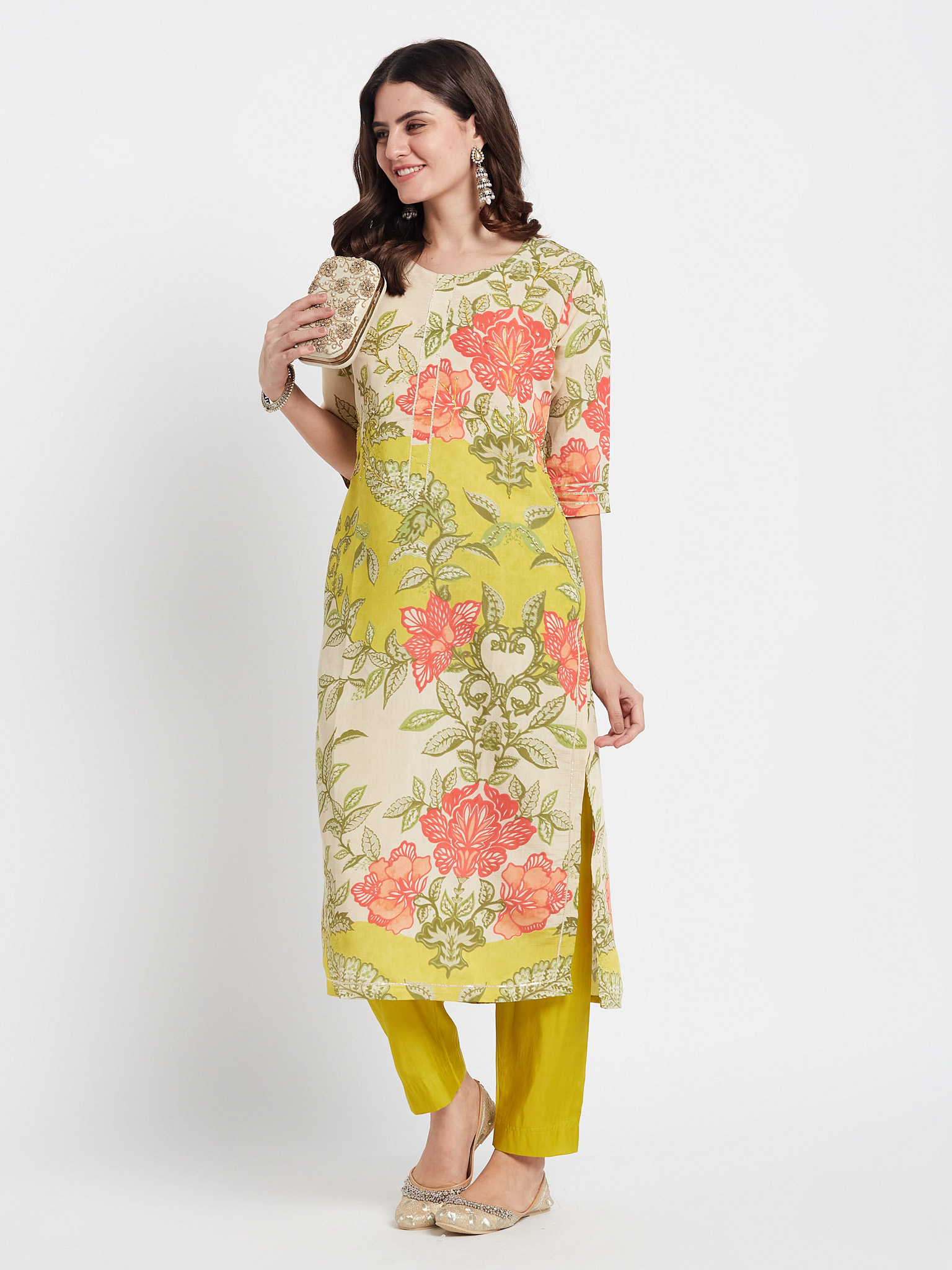 Floral Printed Kurti Set