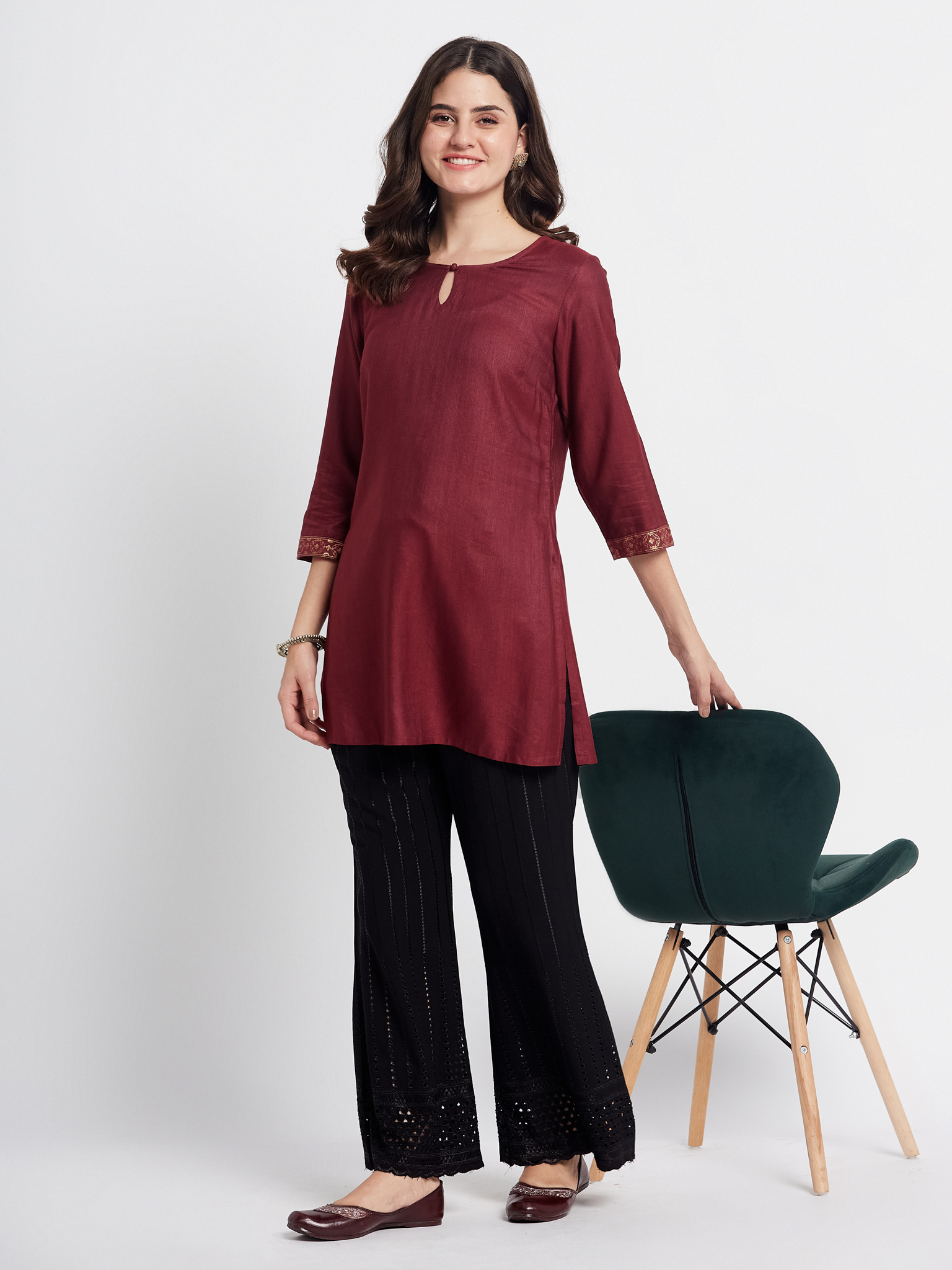 Maroon Cotton Kurti
