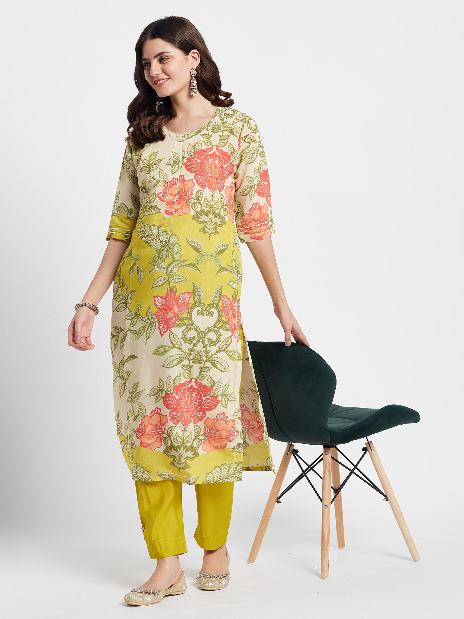 Floral Printed Kurti Set