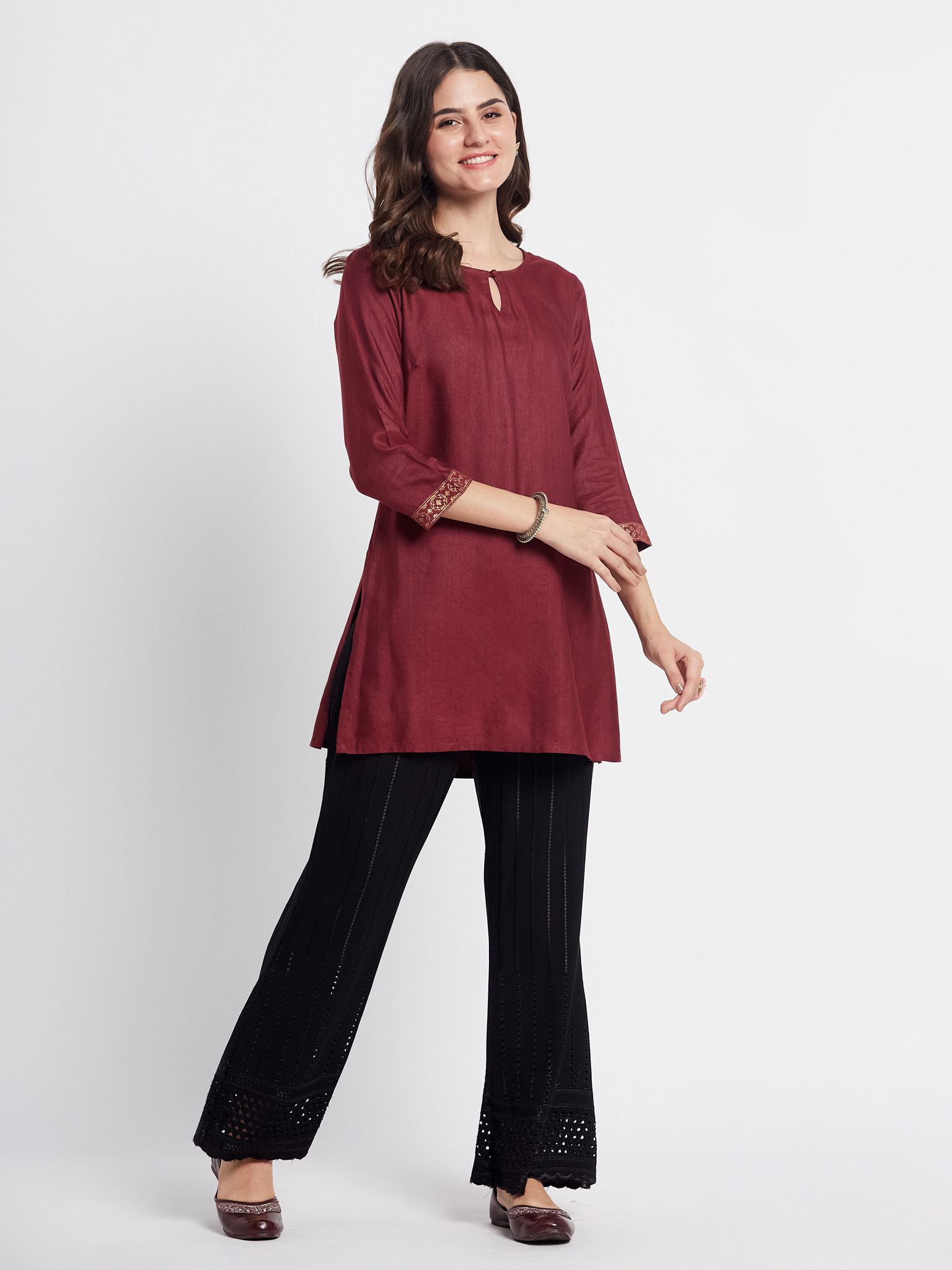 Maroon Cotton Kurti