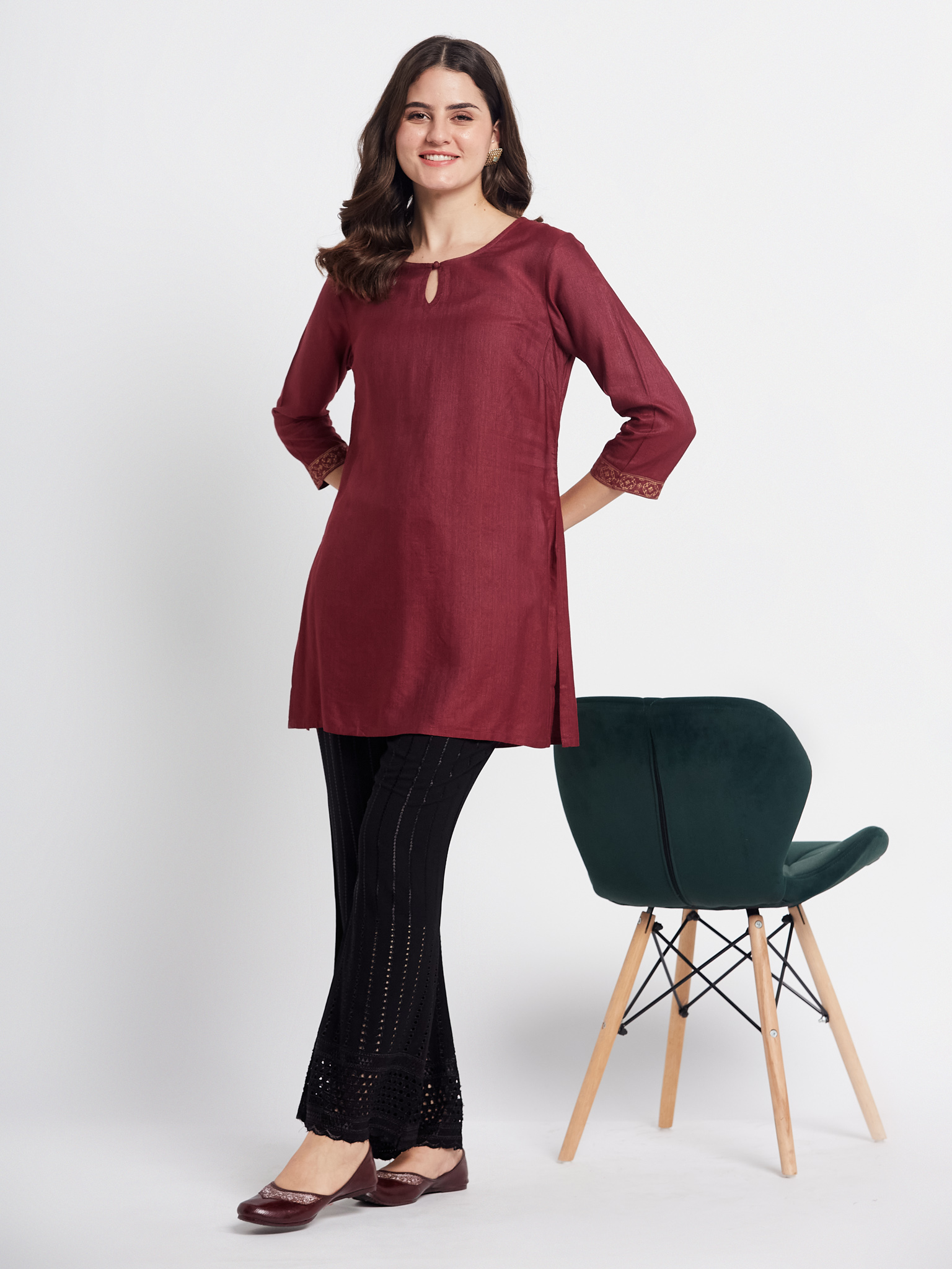 Maroon Cotton Kurti