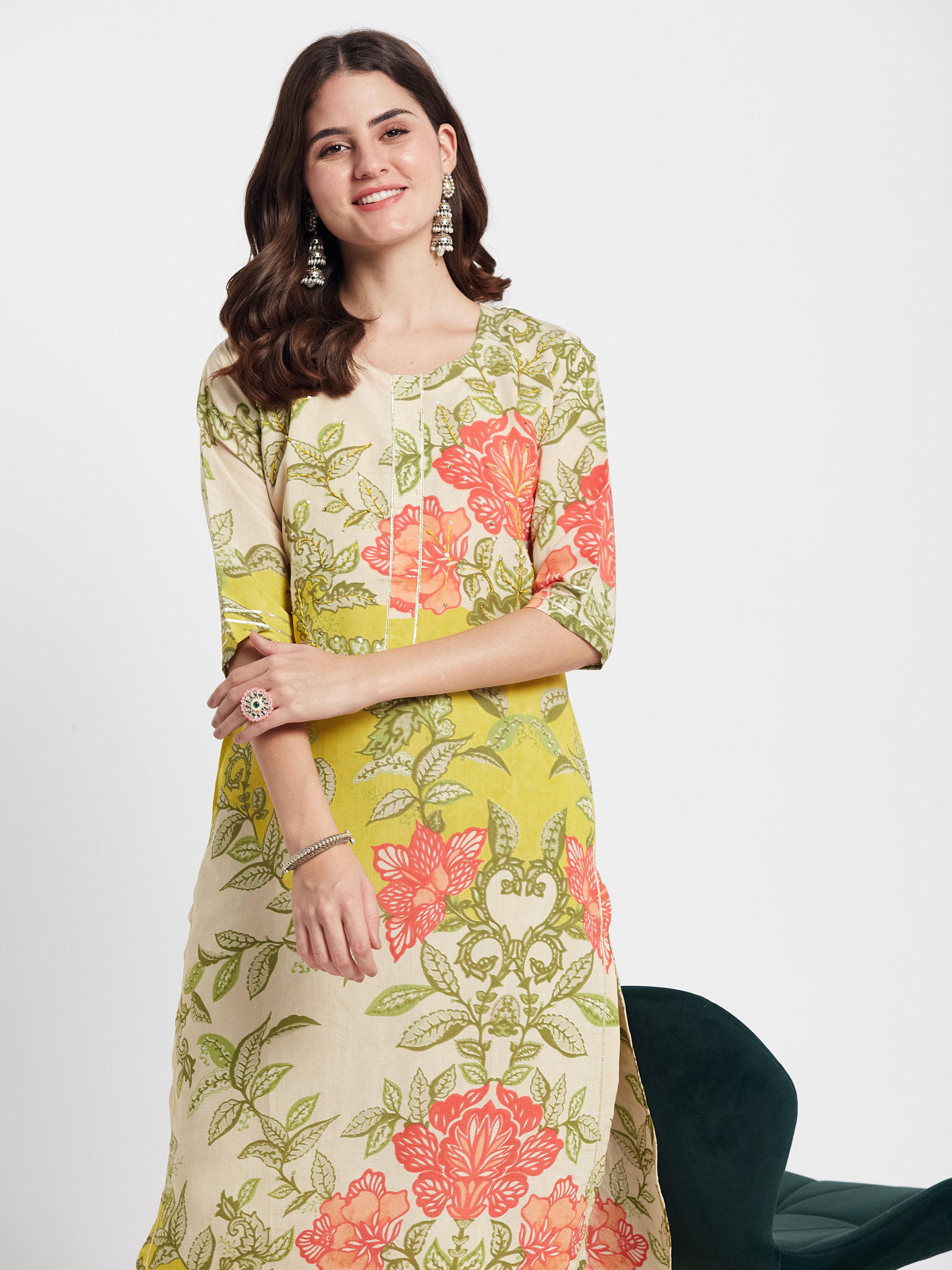 Floral Printed Kurti Set