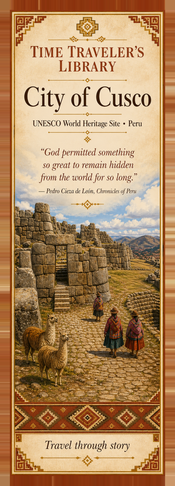 City of Cusco Bookmark | Time Traveler’s Library UNESCO Literary Travel Bookmark