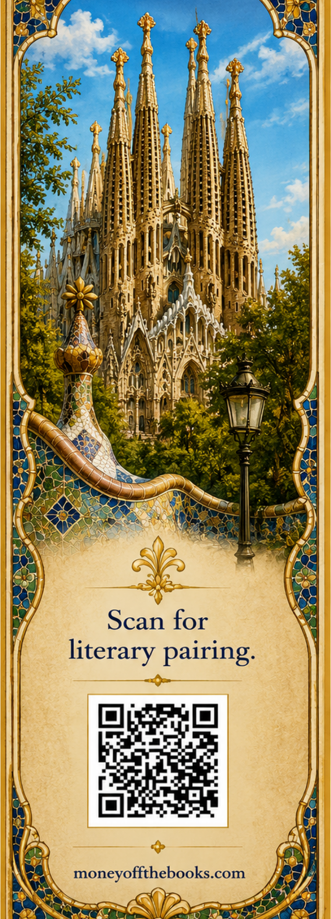 Works of Antoni Gaudí Bookmark | Time Traveler’s Library UNESCO Literary Travel Bookmark UNESCO World Heritage inspired bookmark featuring Barcelona’s Sagrada Família and Gaudí’s architectural vision