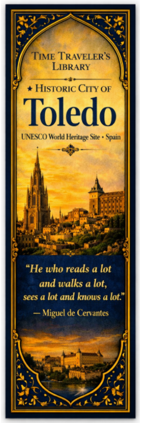 Historic City of Toledo Bookmark | Time Traveler’s Library UNESCO Literary Travel Bookmark UNESCO World Heritage inspired bookmark featuring Spain’s medieval city of cultures
