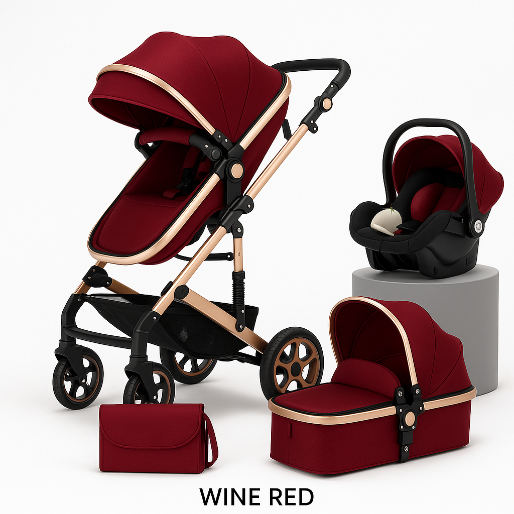 Luxury 5-in-1 Baby Travel System – Stroller, Car Seat with Base, Bassinet, and Diaper Bag for Newborns & Toddlers