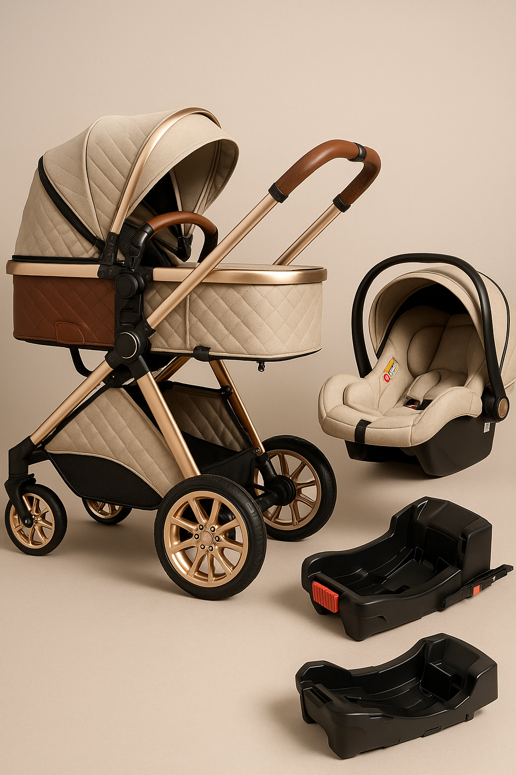 Luxury 4-in-1 High Landscape Baby Stroller – Convertible Bassinet, Car Seat & Base Travel System for Newborn to 5 Years