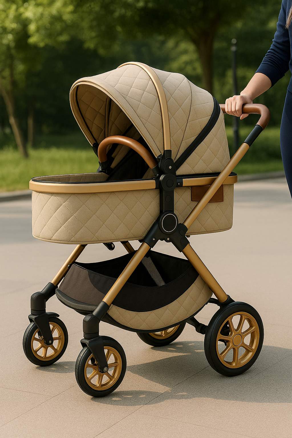 Luxury 4-in-1 High Landscape Baby Stroller – Convertible Bassinet, Car Seat & Base Travel System for Newborn to 5 Years