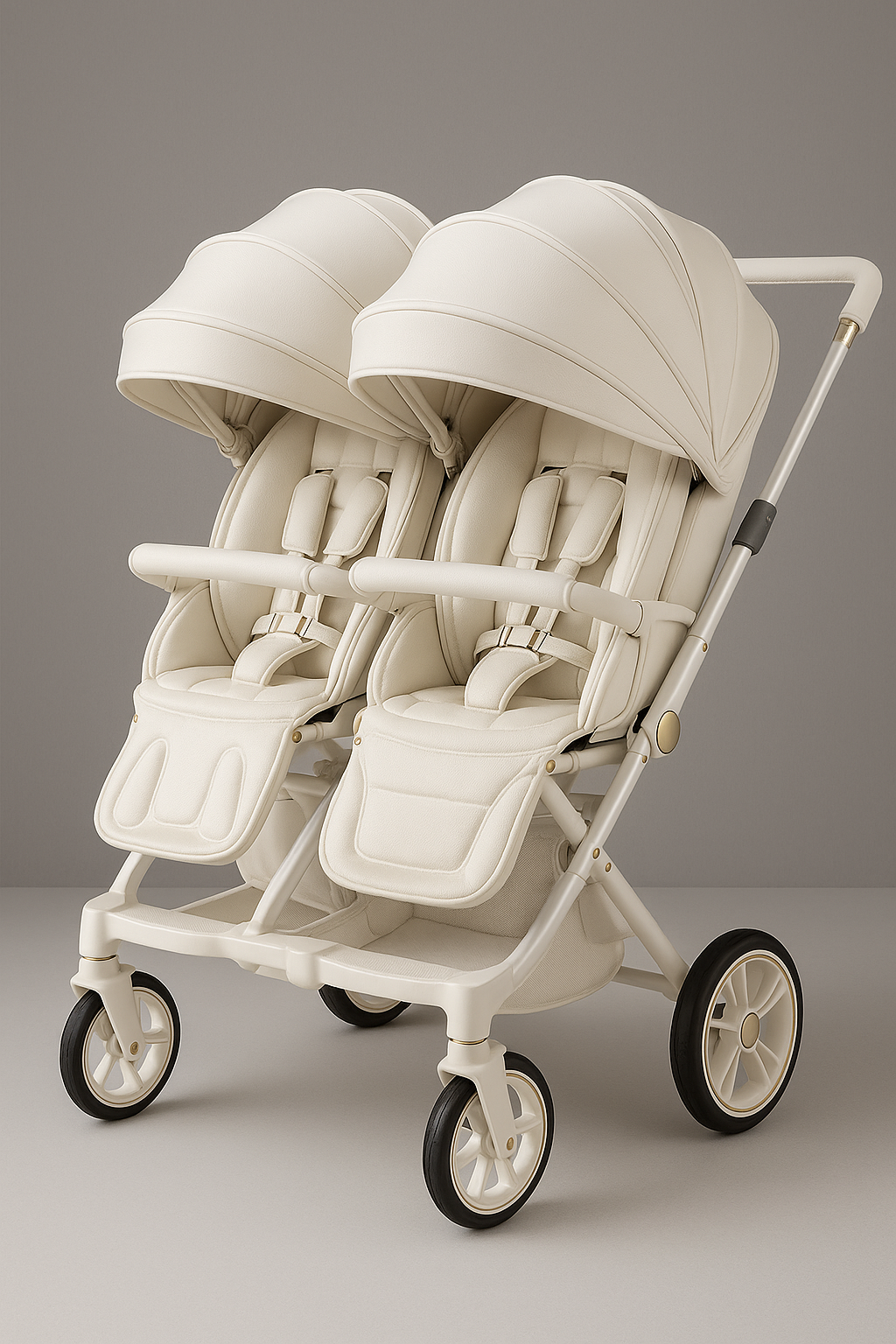 Luxury Portable Twin Stroller – Stylish Foldable Double Seat with 360° Swivel & Adjustable Backrests