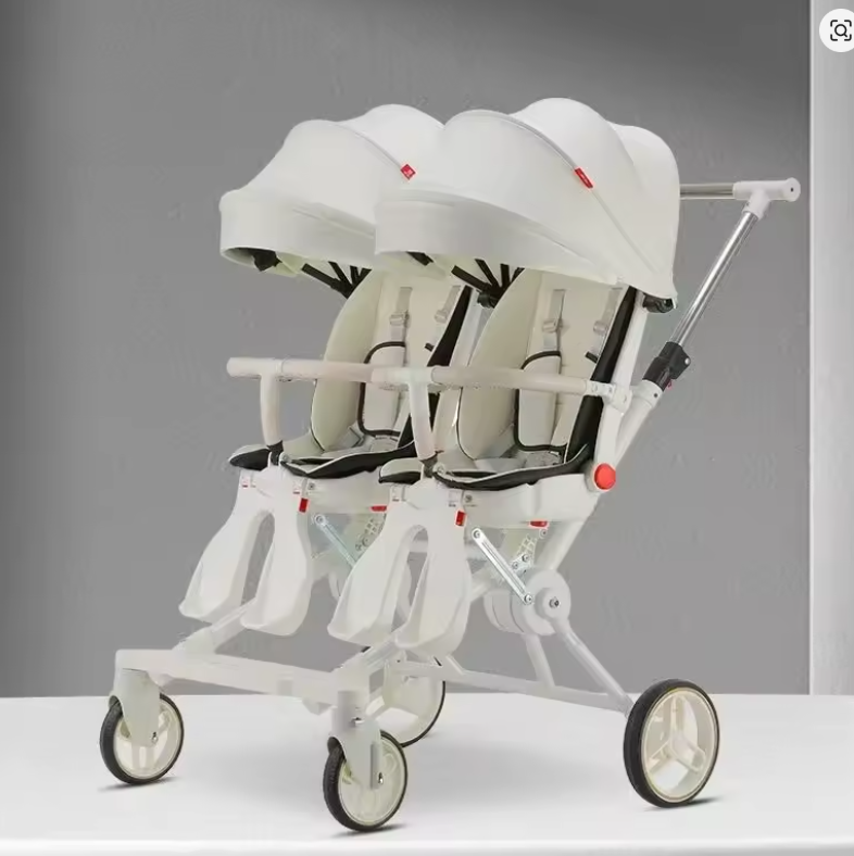 Luxury Portable Twin Stroller – Stylish Foldable Double Seat with 360° Swivel & Adjustable Backrests
