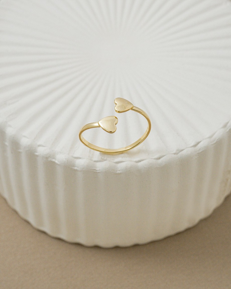 Anillo Corazones Ajustable Oro Laminado 18K