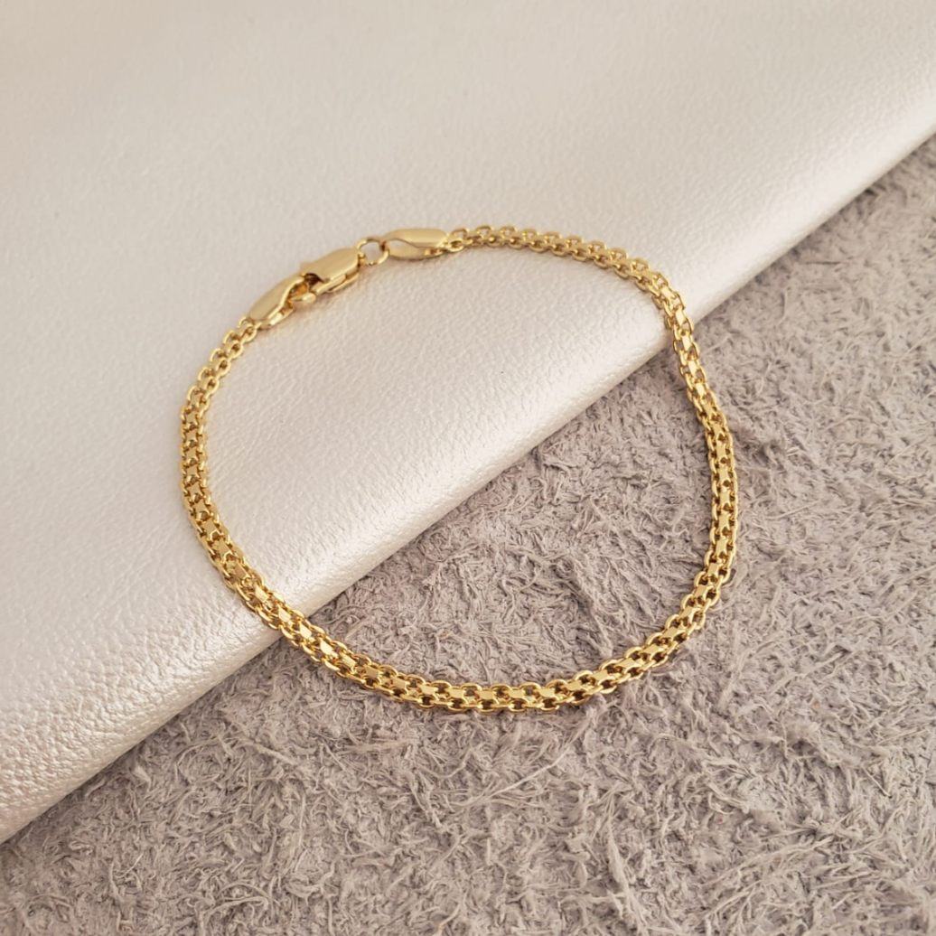 Pulsera Tejido Chino Oro Laminado 18K