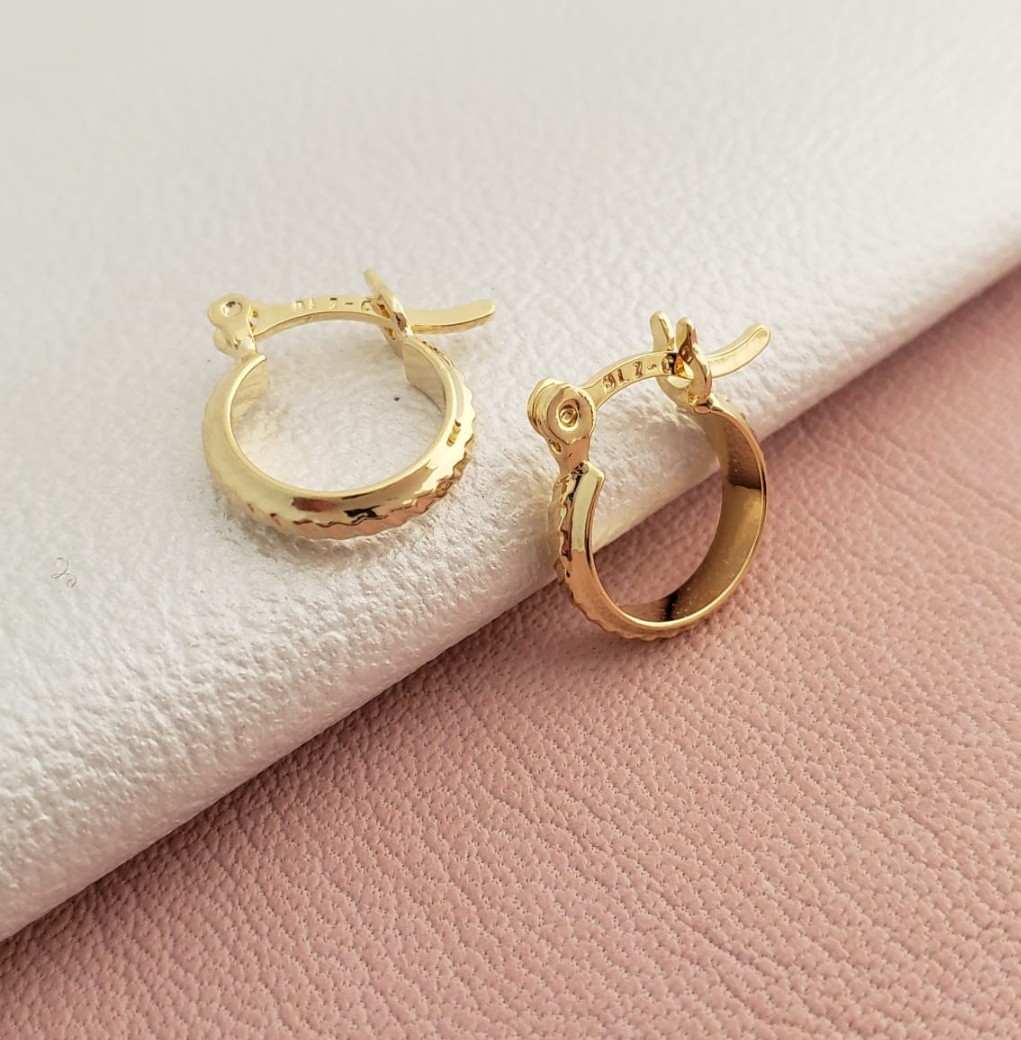 Aros Candonga Tallada Oro Laminado 18K