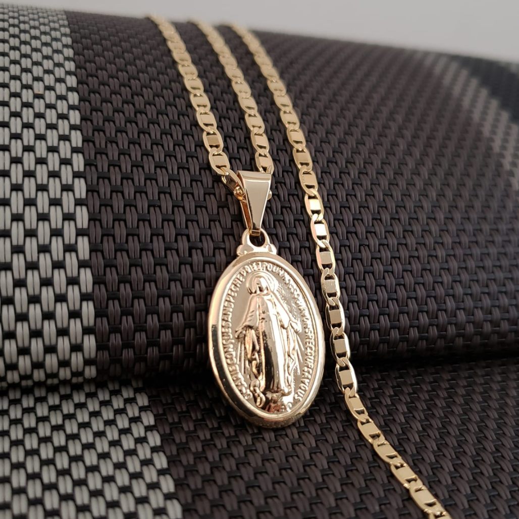 Colgante Virgen Milagrosa Oro Laminado 18k
