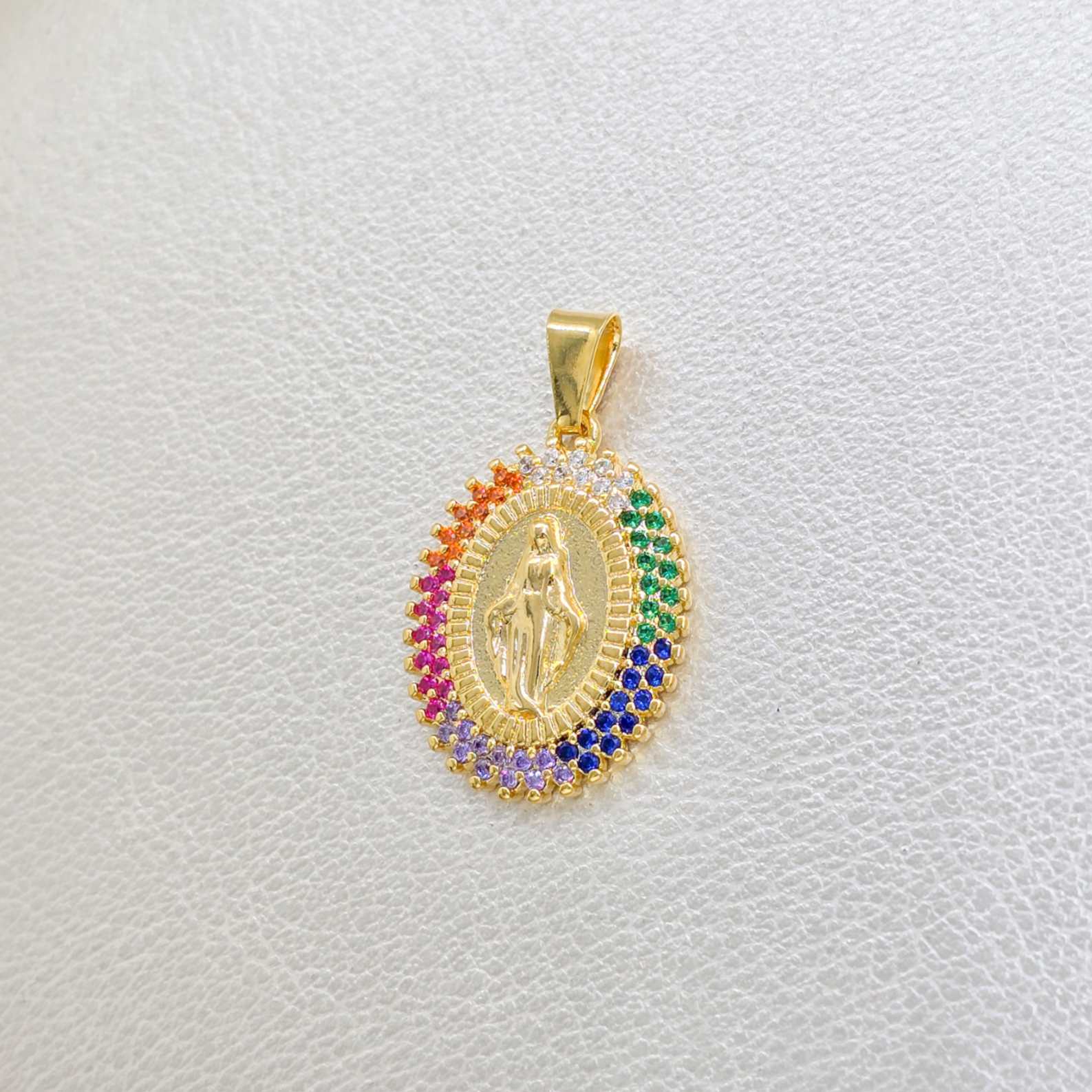 Colgante Virgen Milagrosa Colors Oro Laminado 18k