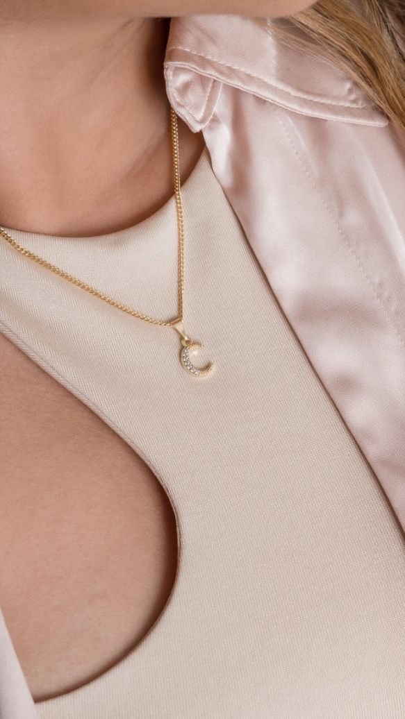 Colgante Media Luna Oro Laminado 18k