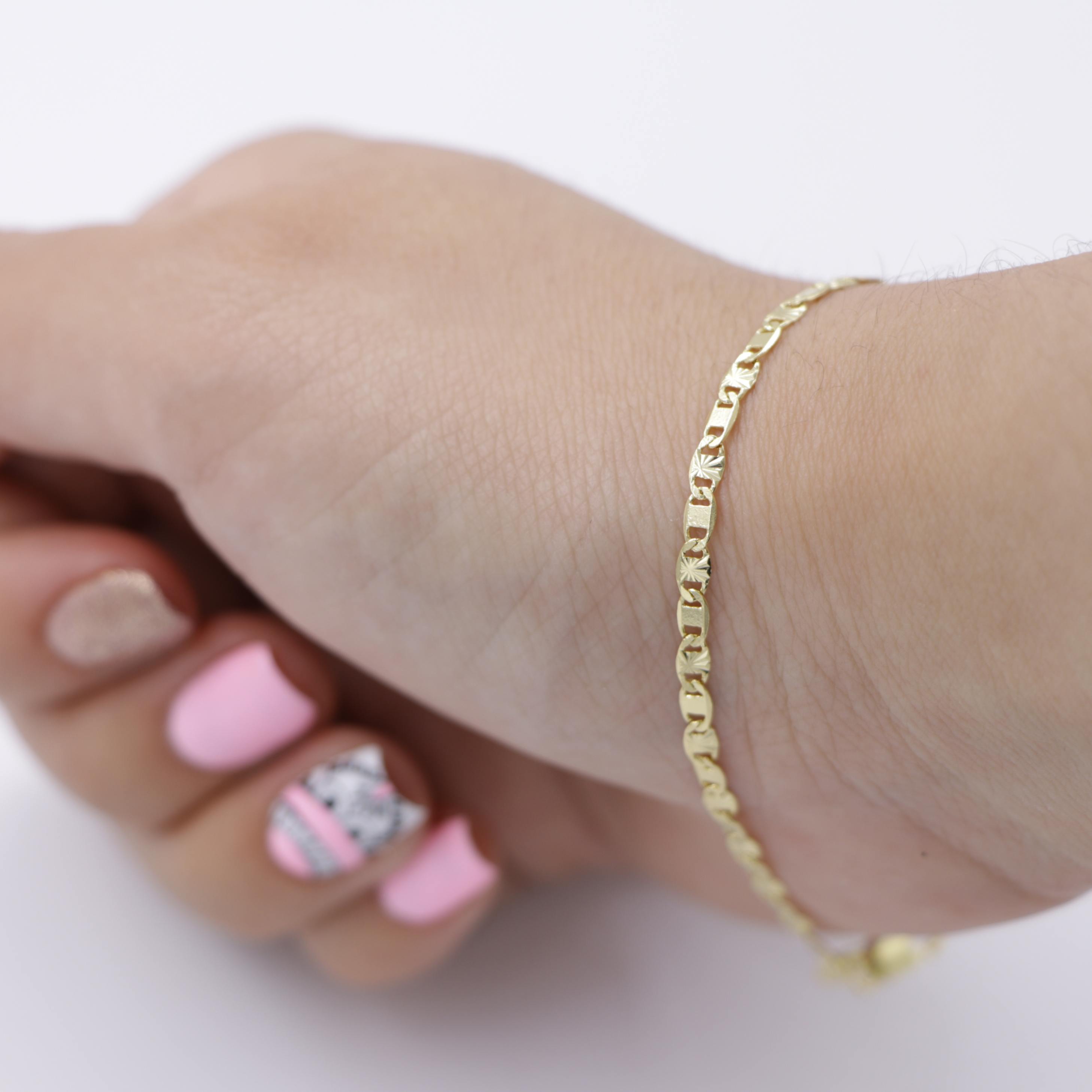 Pulsera Tejido Escalera Oro Laminado 18K