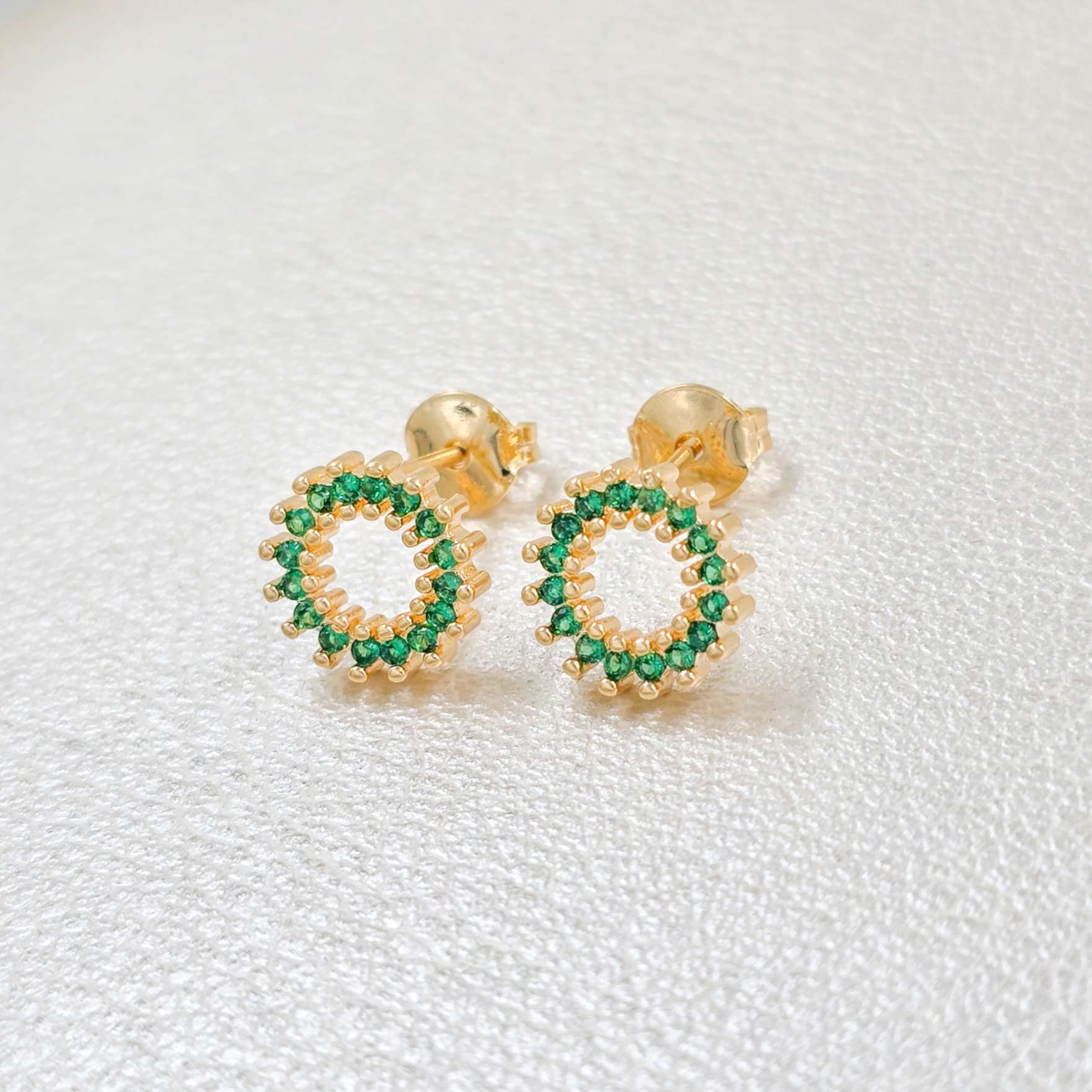 Aros Rainbow Verde Oro Laminado 18K