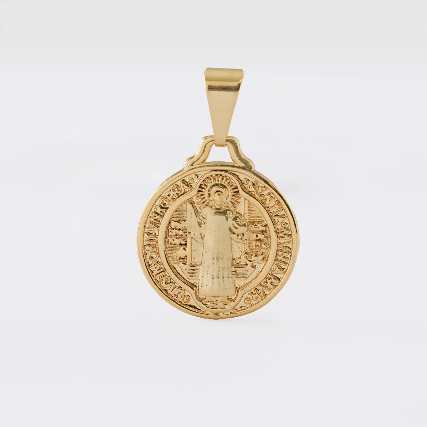 Colgante Medalla San Benito Oro Laminado 18k