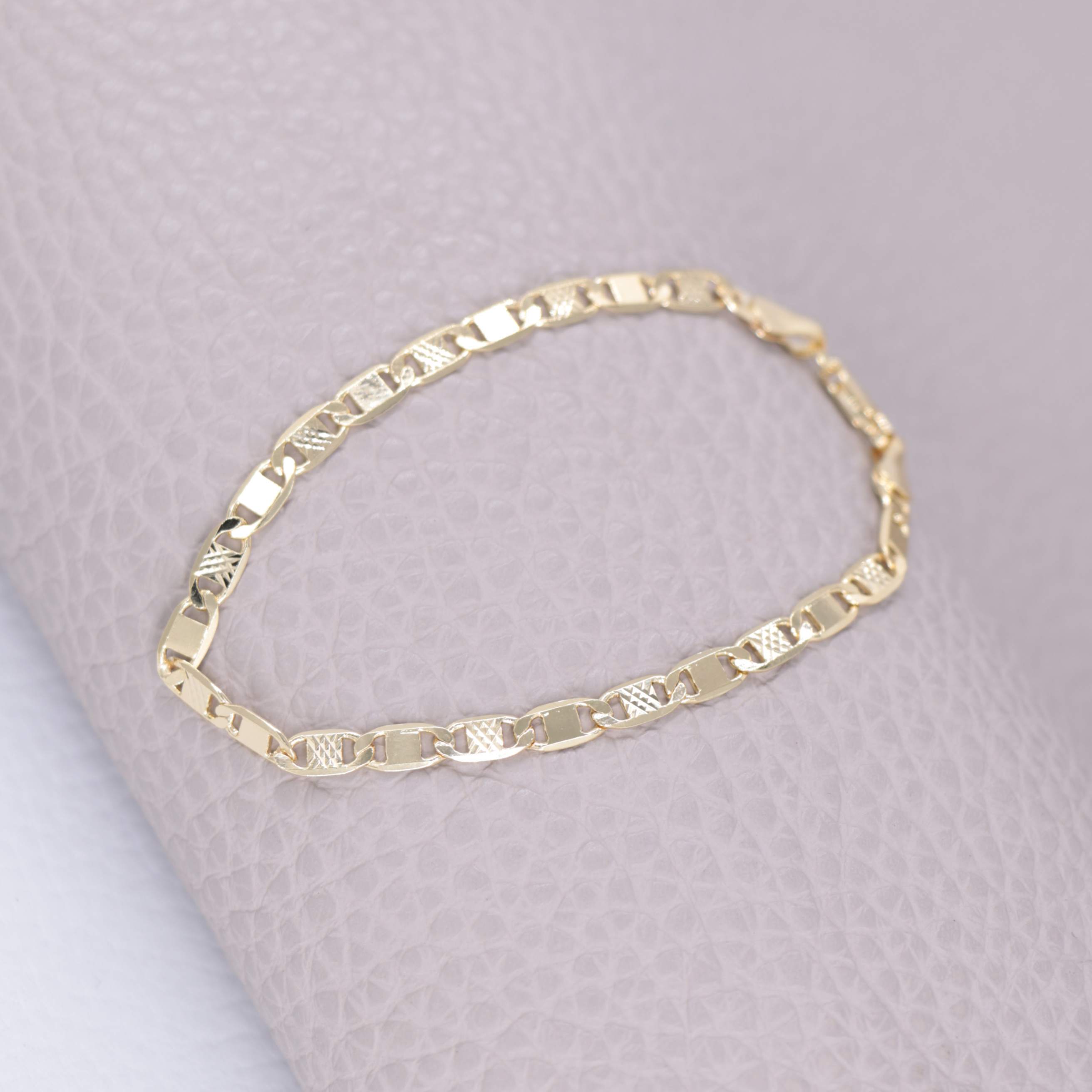 Pulsera Tejido Escalera Oro Laminado 18K