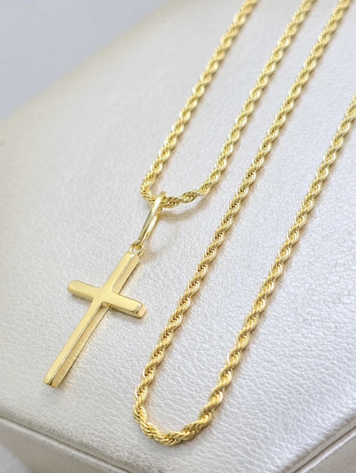 Colgante Cruz Lisa Oro Laminado 18k