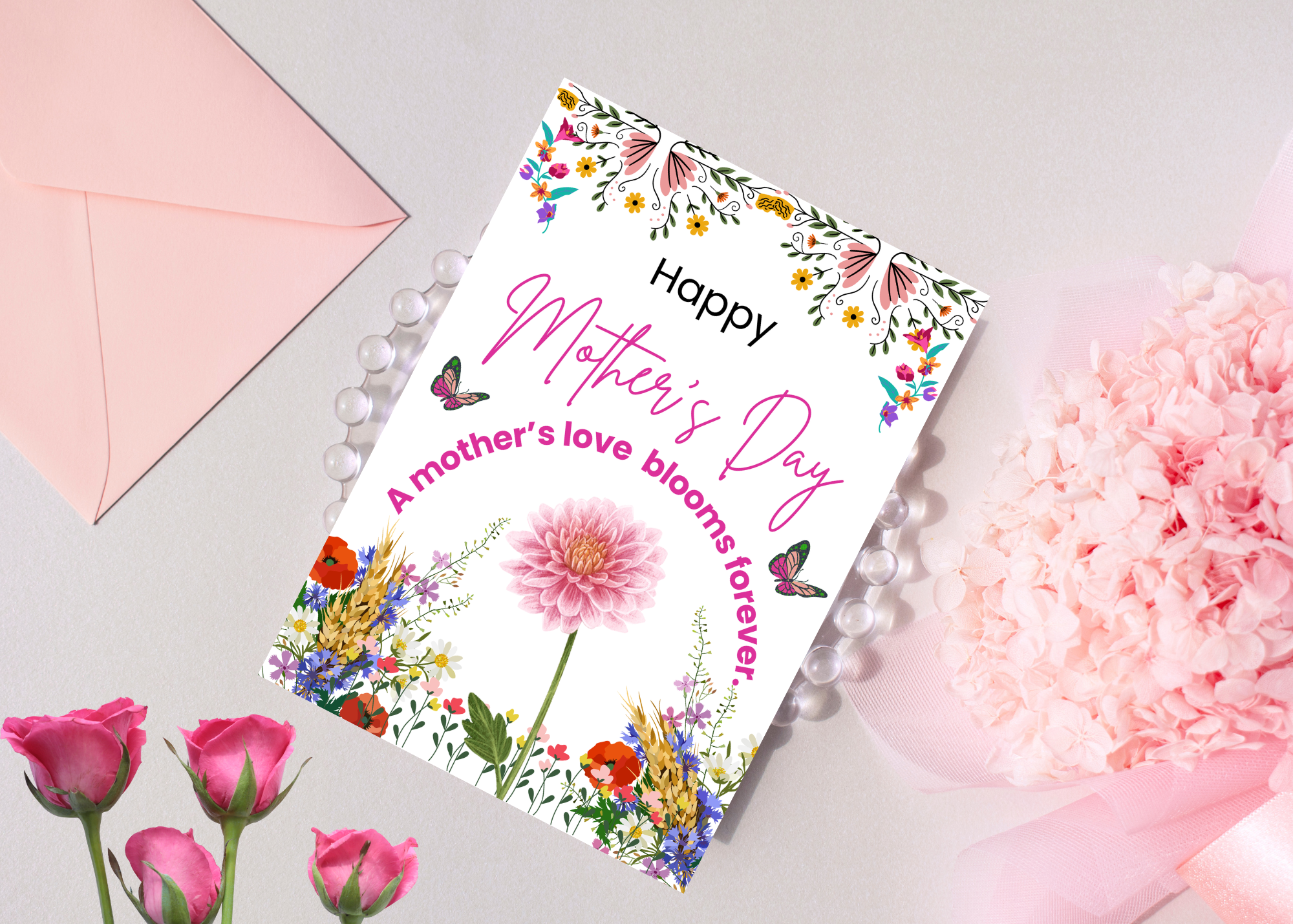 Mother’s Day Card | A Mother’s Love Blooms Forever | Floral Digital Card | Printable Mother’s Day Gift | Instant Download