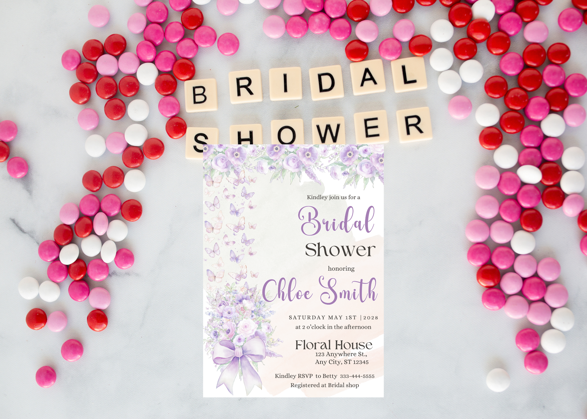 Lavender Floral Bridal Shower Invitation | Digital Download | Editable Canva Template | Instant Access | Printable Invite | DIY Bridal Shower