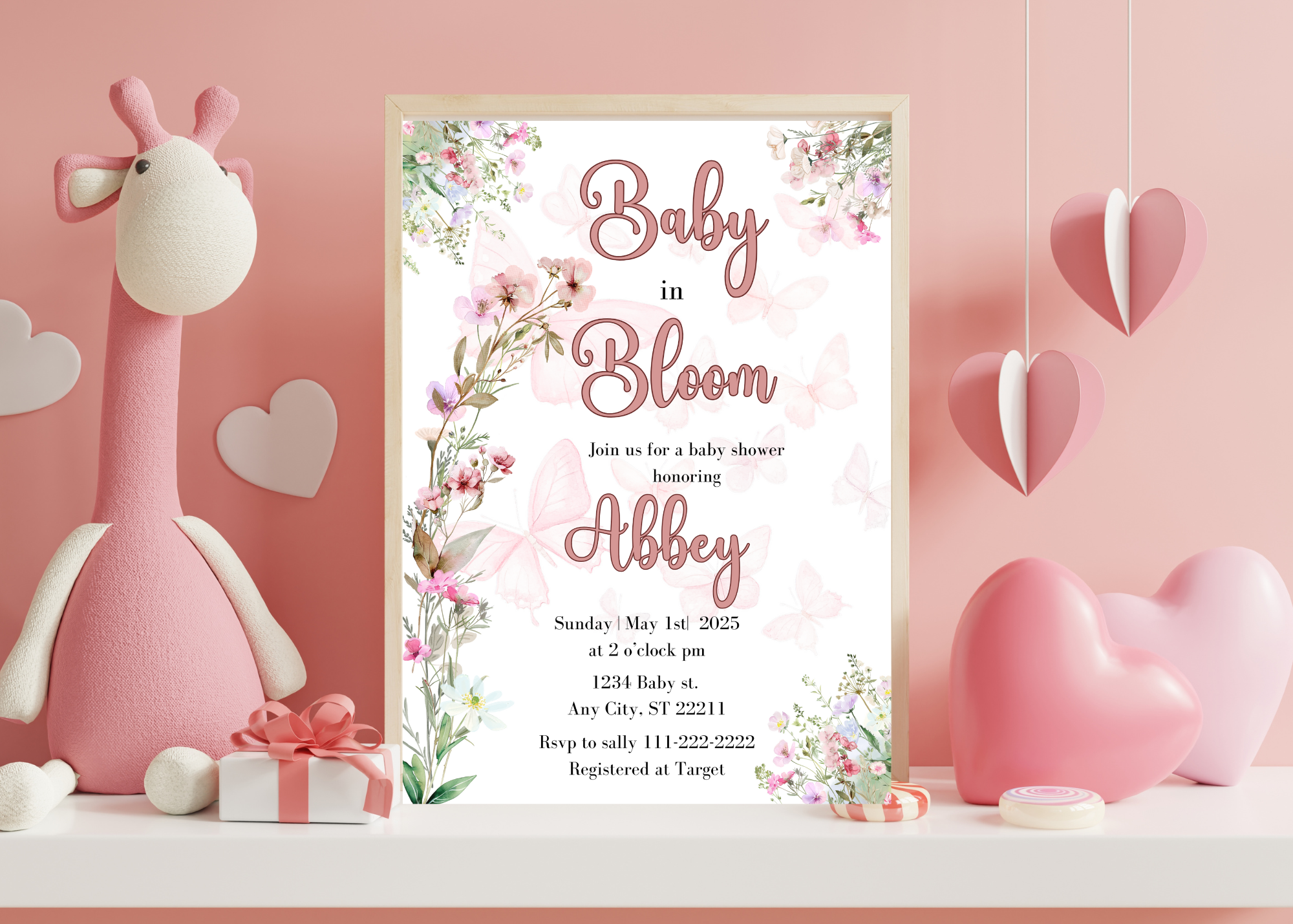 Baby in Bloom Baby Shower Invitation | Wildflower Watercolor Baby Shower | Editable Canva Template | Digital Download | Floral Baby Shower Invite