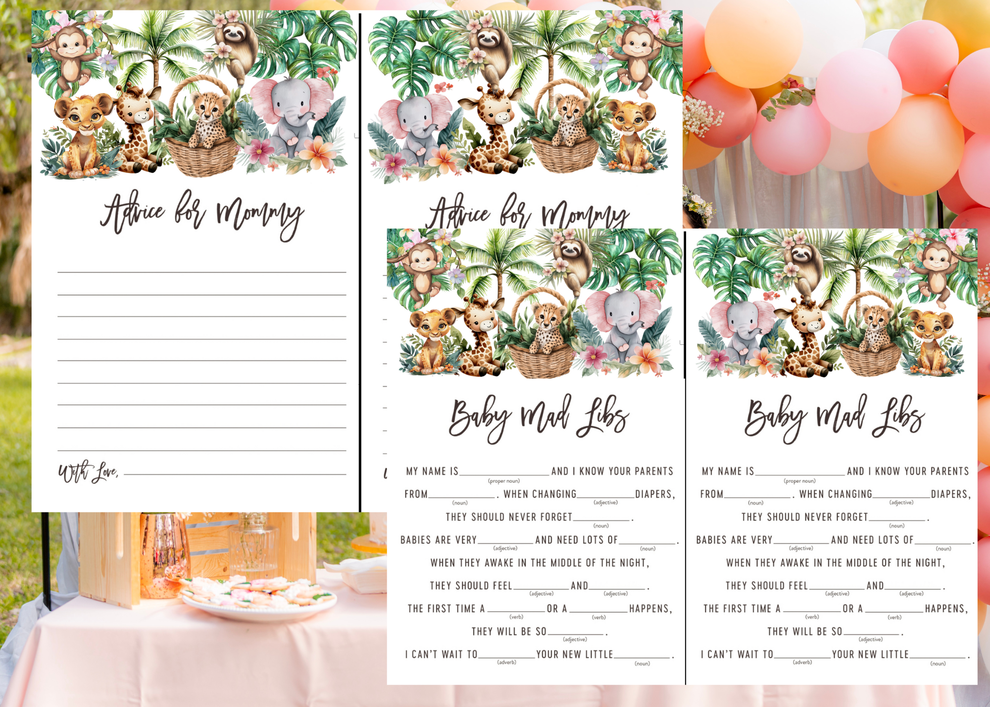 Safari Jungle Baby Shower Game Bundle - 9 Fun Games | Digital Download | Baby Shower Games