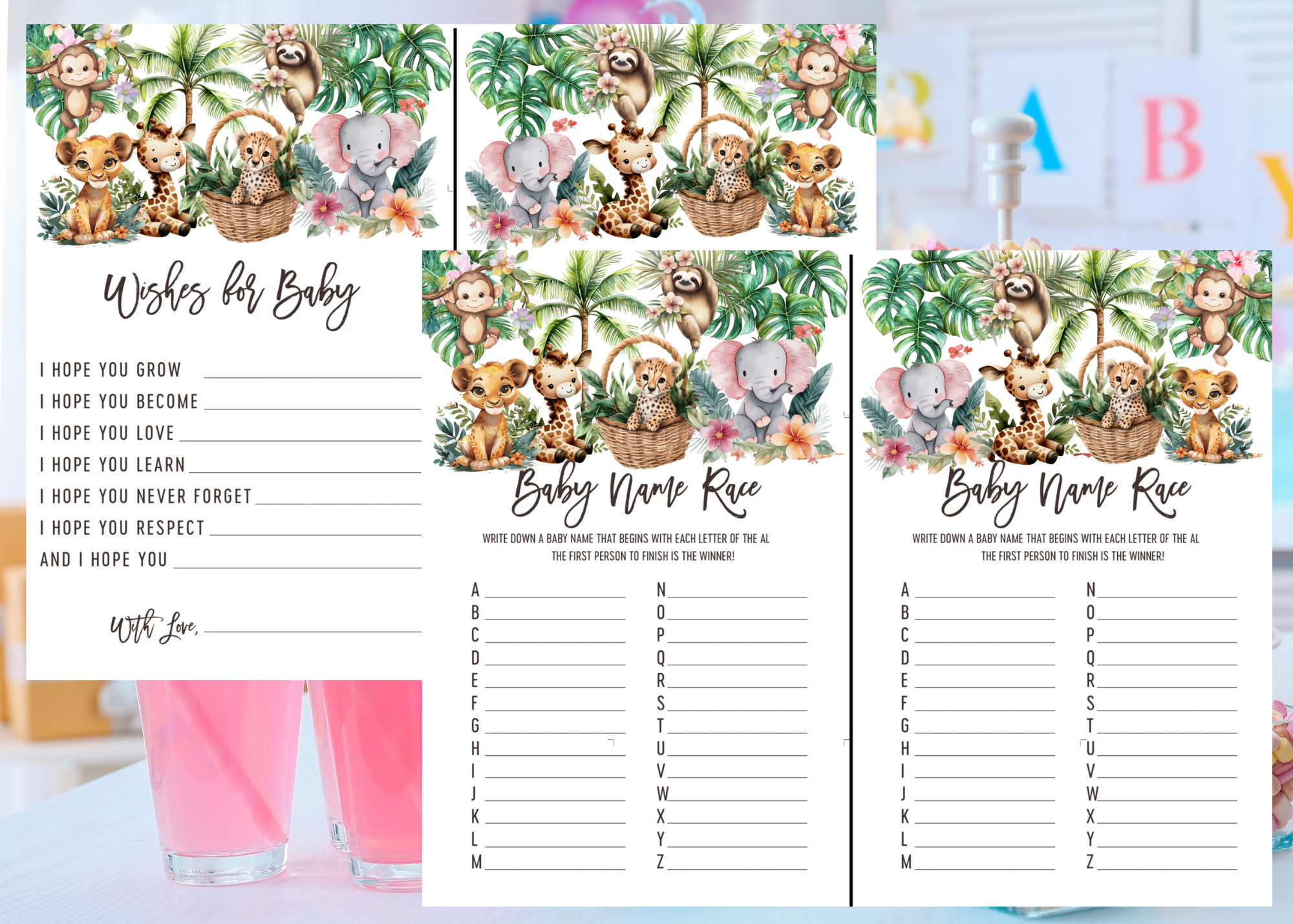 Safari Jungle Baby Shower Game Bundle - 9 Fun Games | Digital Download | Baby Shower Games