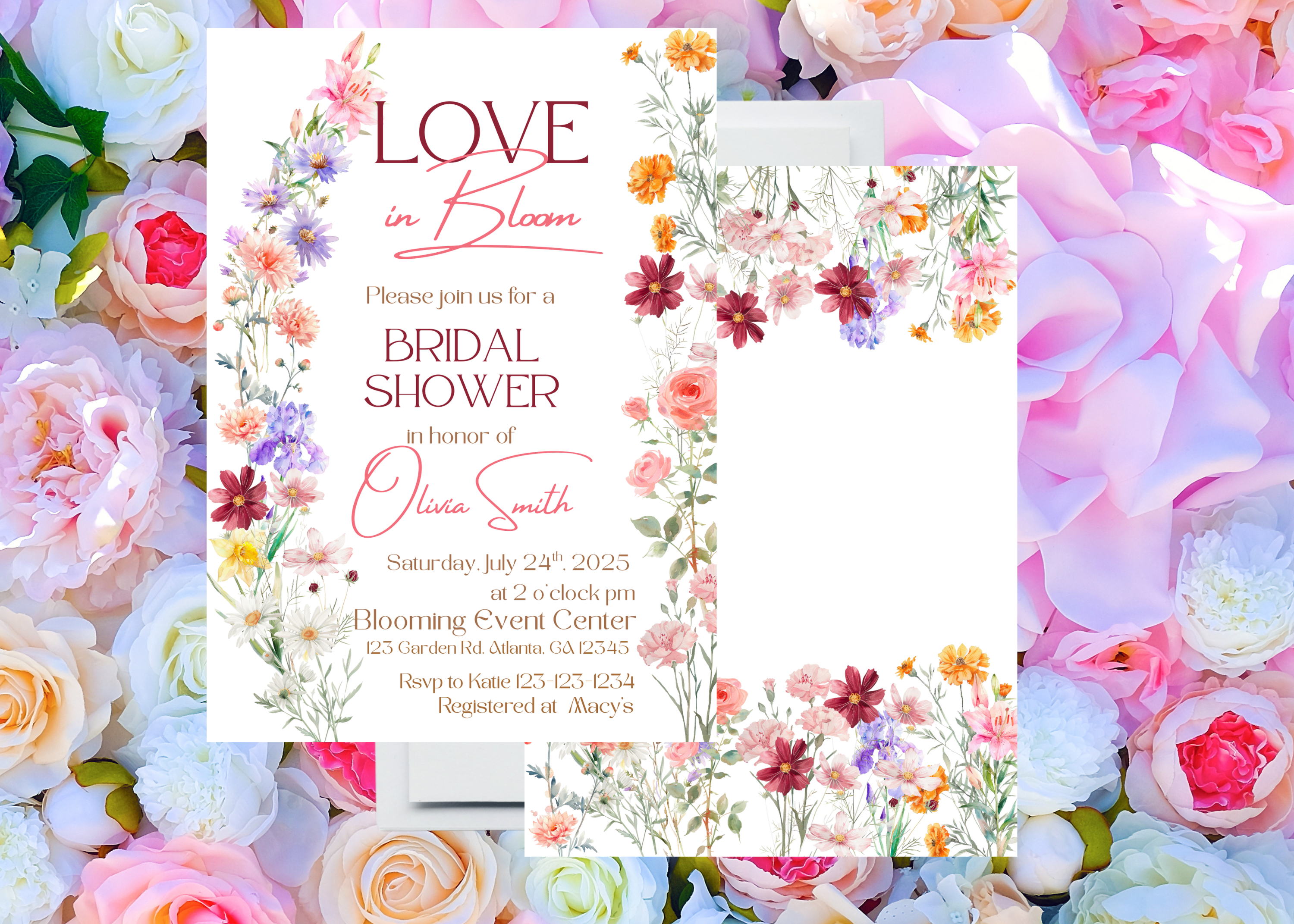 Wildflower Bridal Shower Invitation, Love Bloom Digital Card, Printable Floral Invite BRSH3