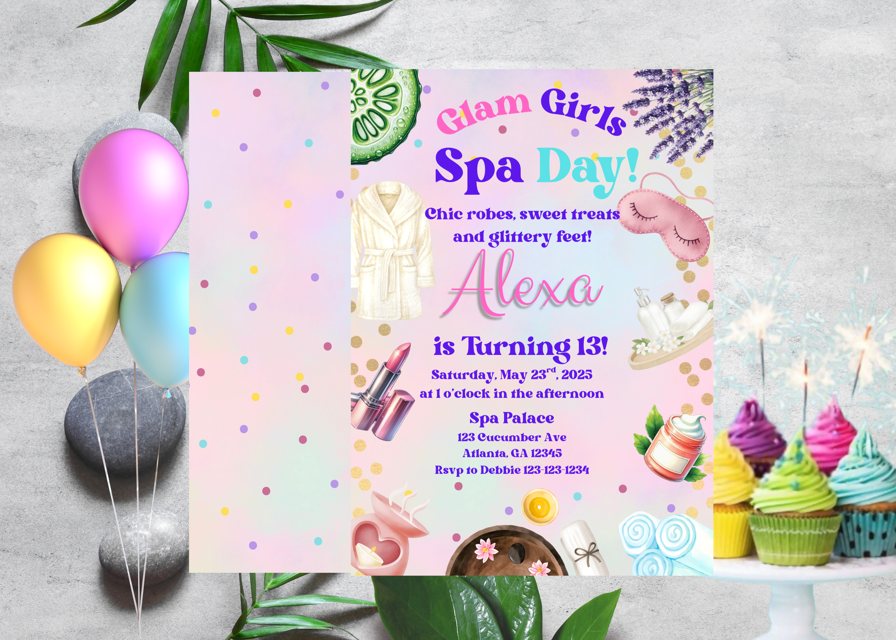 Spa Party Invitation Editable | Tween Birthday Spa Invite | Glam Pamper Party Girls Birthday | Instant Download Canva Template | Pastel Digital Invite