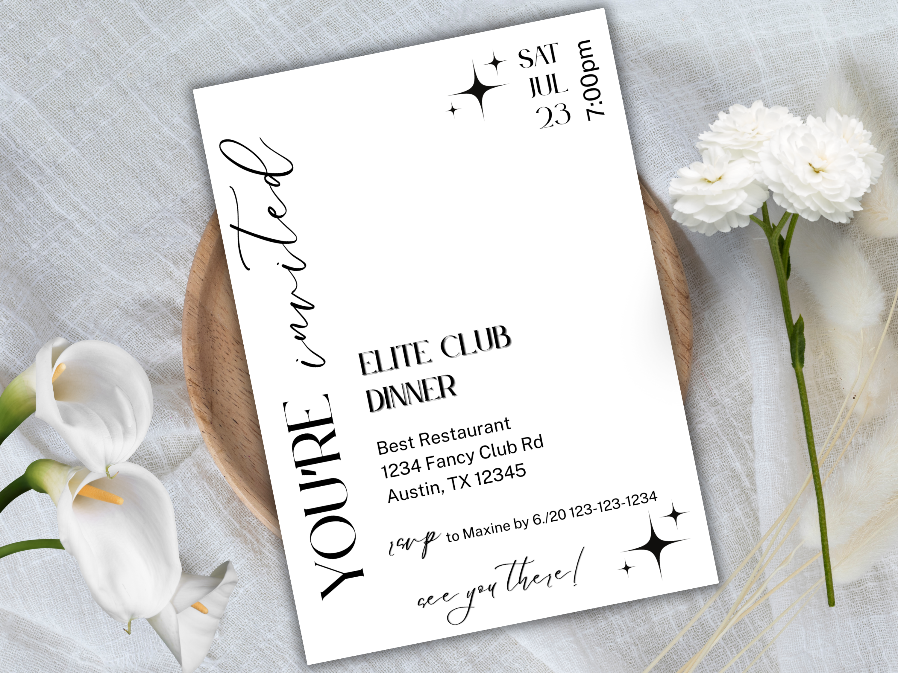 Modern Minimalist Business Invitation Template – Editable Canva Grand Opening Dinner Invite, Corporate Event Card, Digital Download