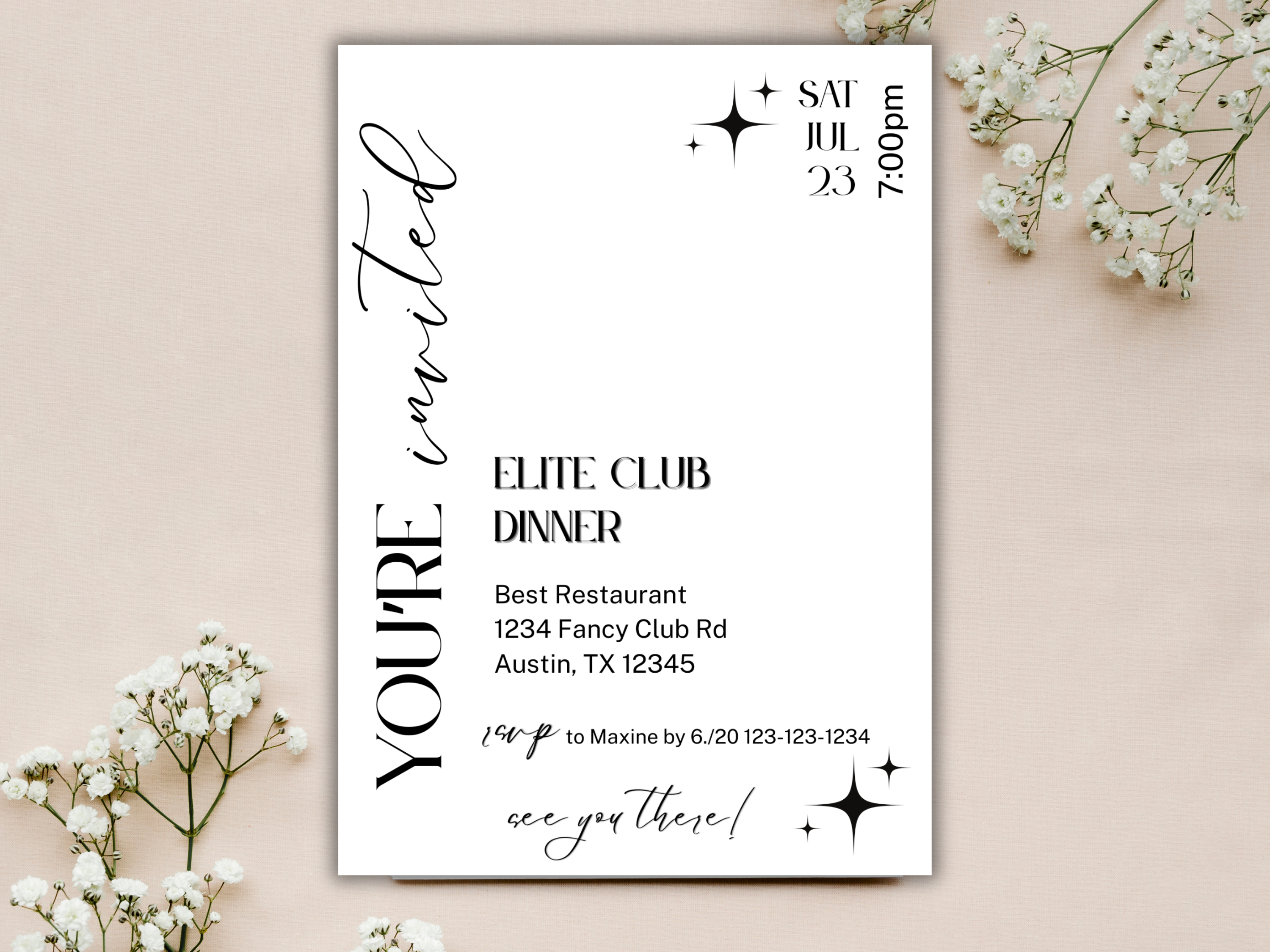 Modern Minimalist Business Invitation Template – Editable Canva Grand Opening Dinner Invite, Corporate Event Card, Digital Download