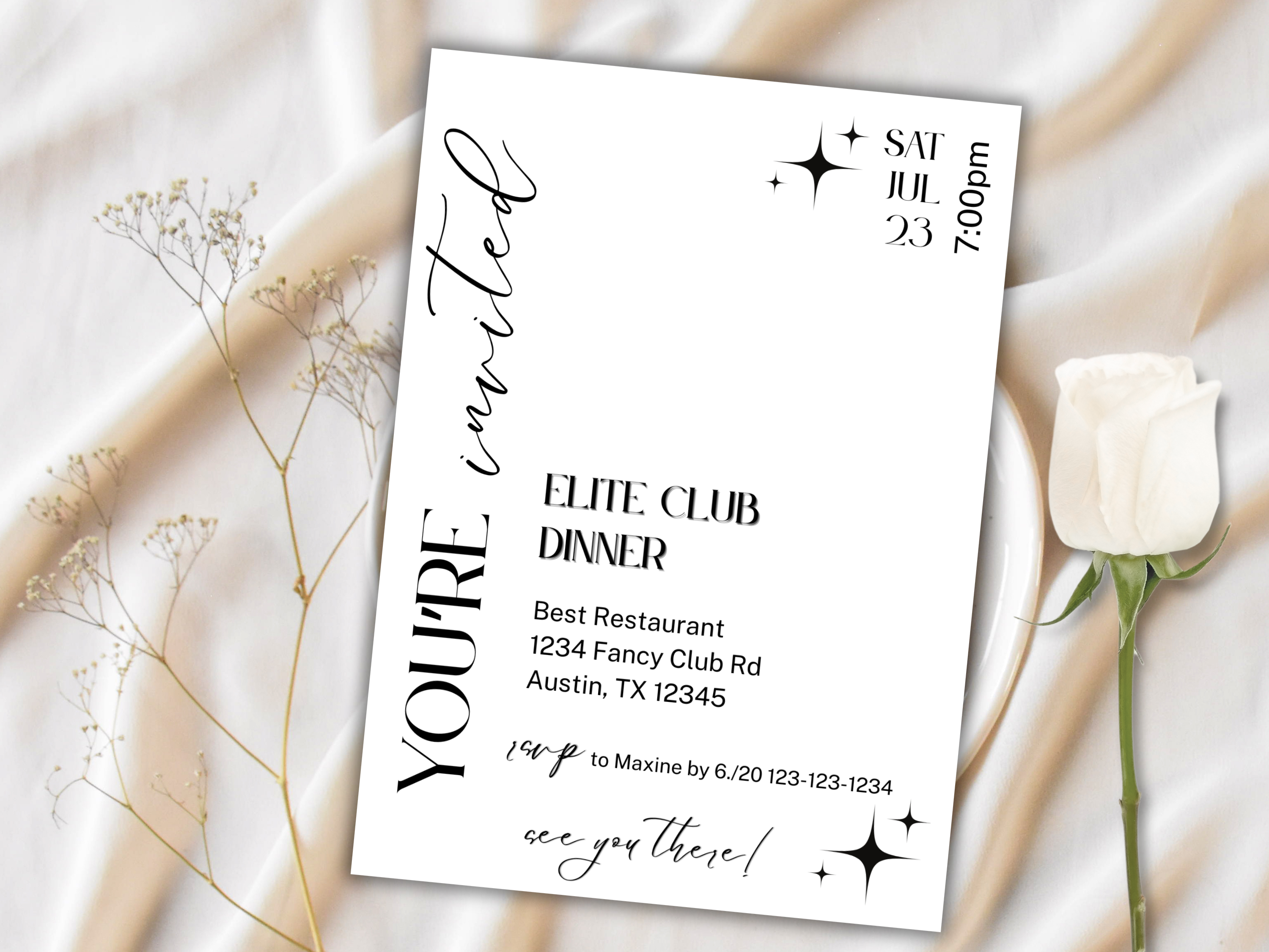 Modern Minimalist Business Invitation Template – Editable Canva Grand Opening Dinner Invite, Corporate Event Card, Digital Download