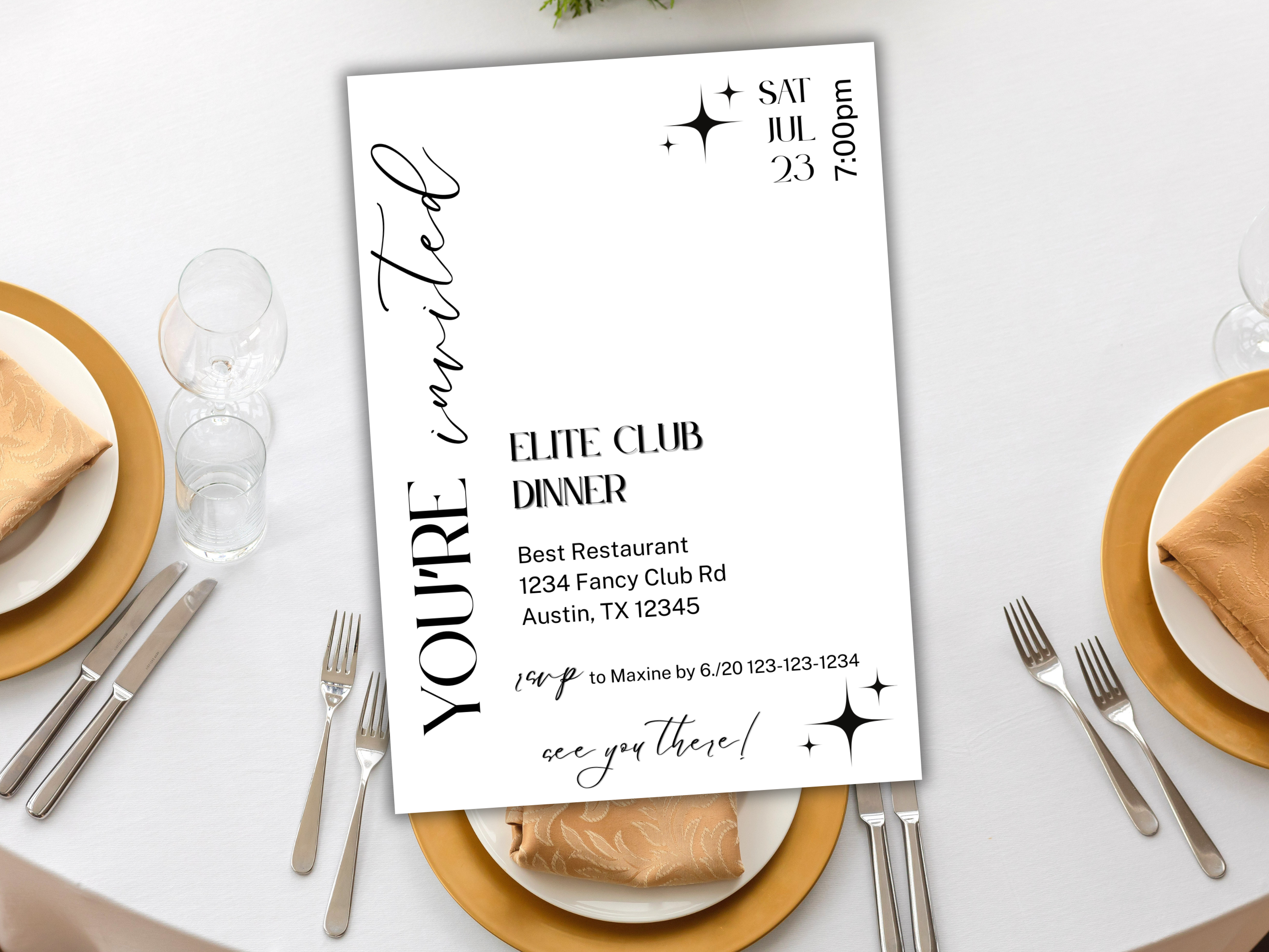Modern Minimalist Business Invitation Template – Editable Canva Grand Opening Dinner Invite, Corporate Event Card, Digital Download