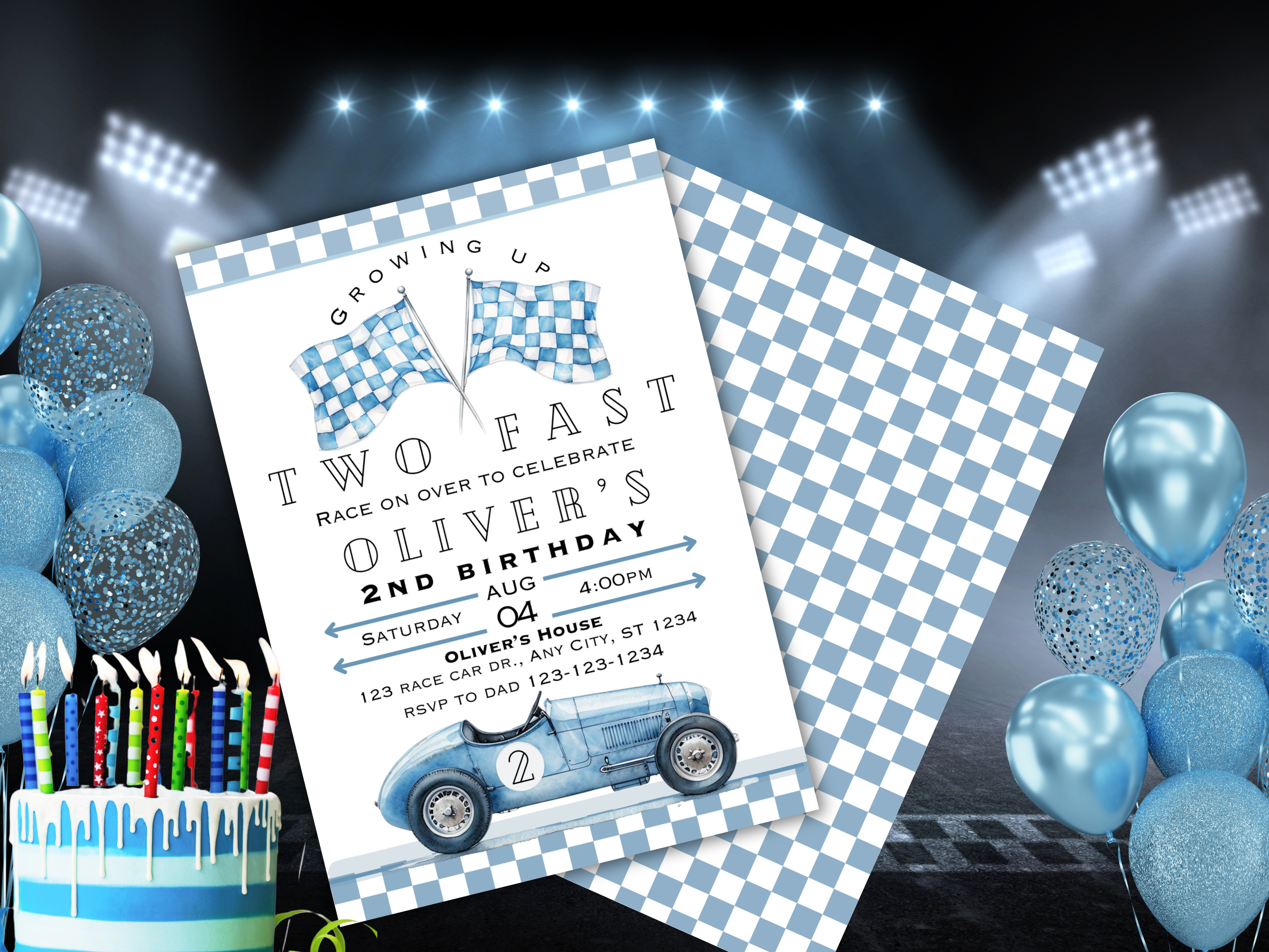 Editable Race Car Birthday Invitations - Vintage Racing Car 2nd Birthday Party Invite - Instant Download, Printable Kids Party Invite